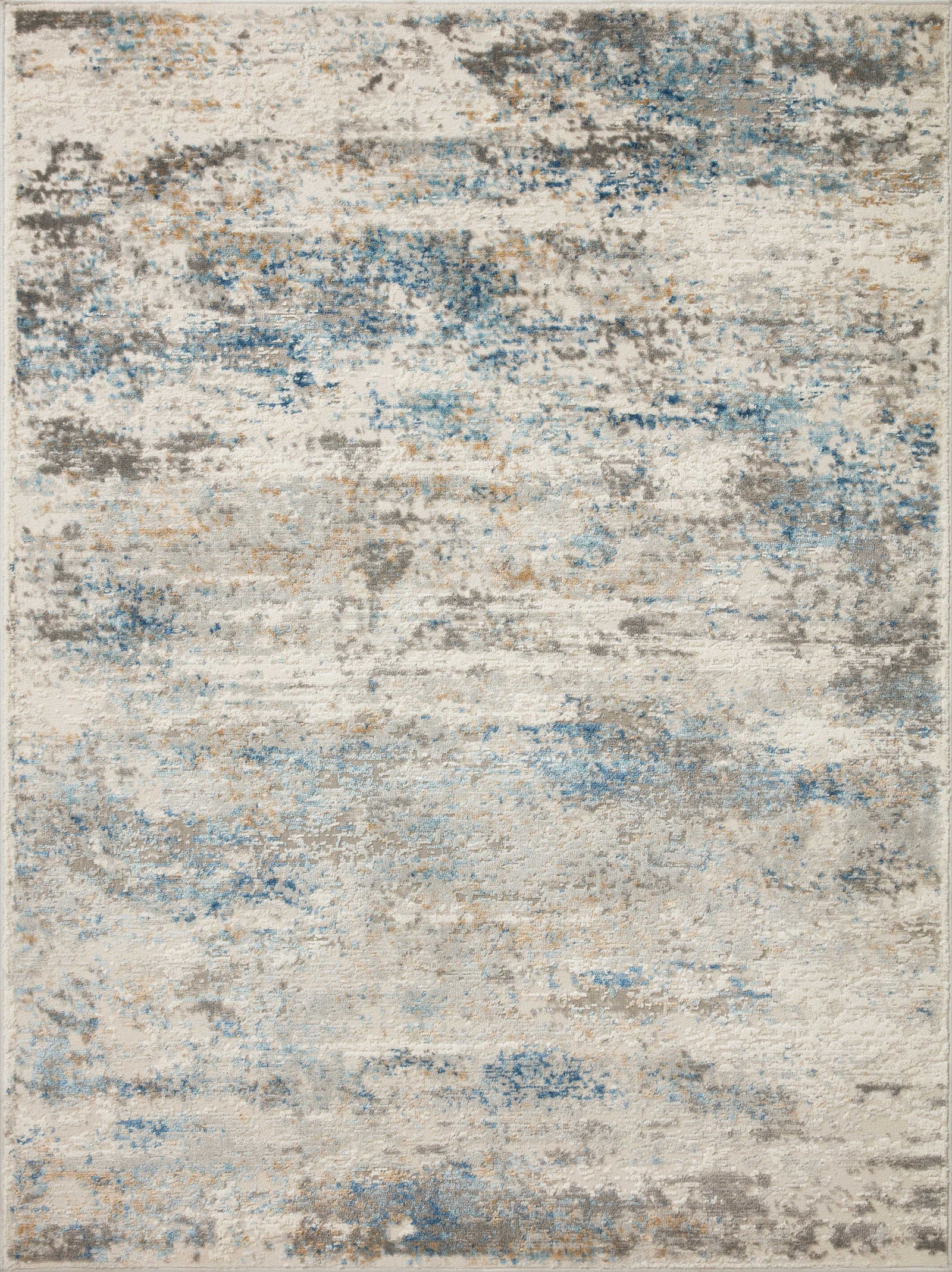 front view of Estelle Ivory / Ocean luxury Rug
