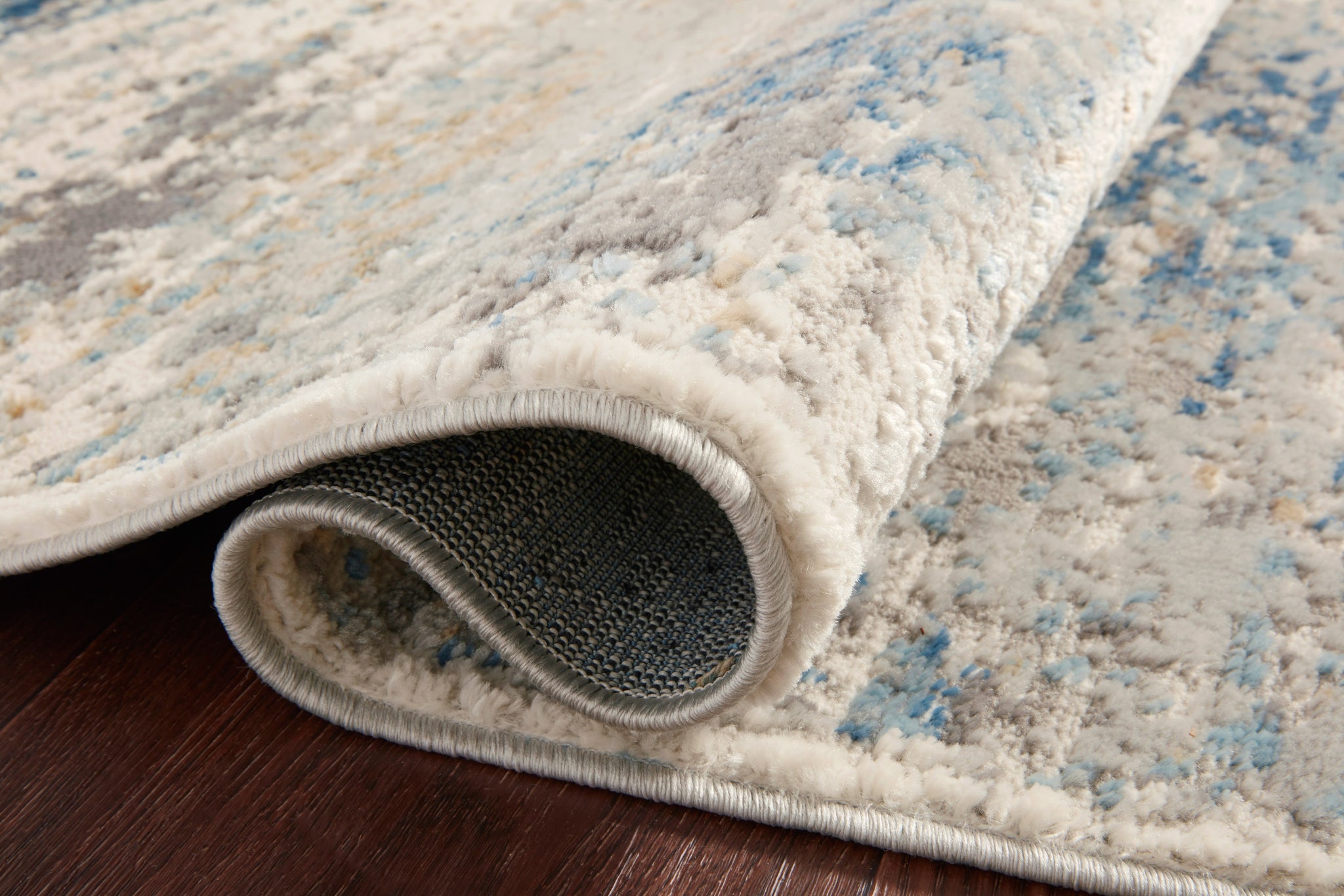 lifestyle view of Estelle Ivory / Ocean luxury Rug