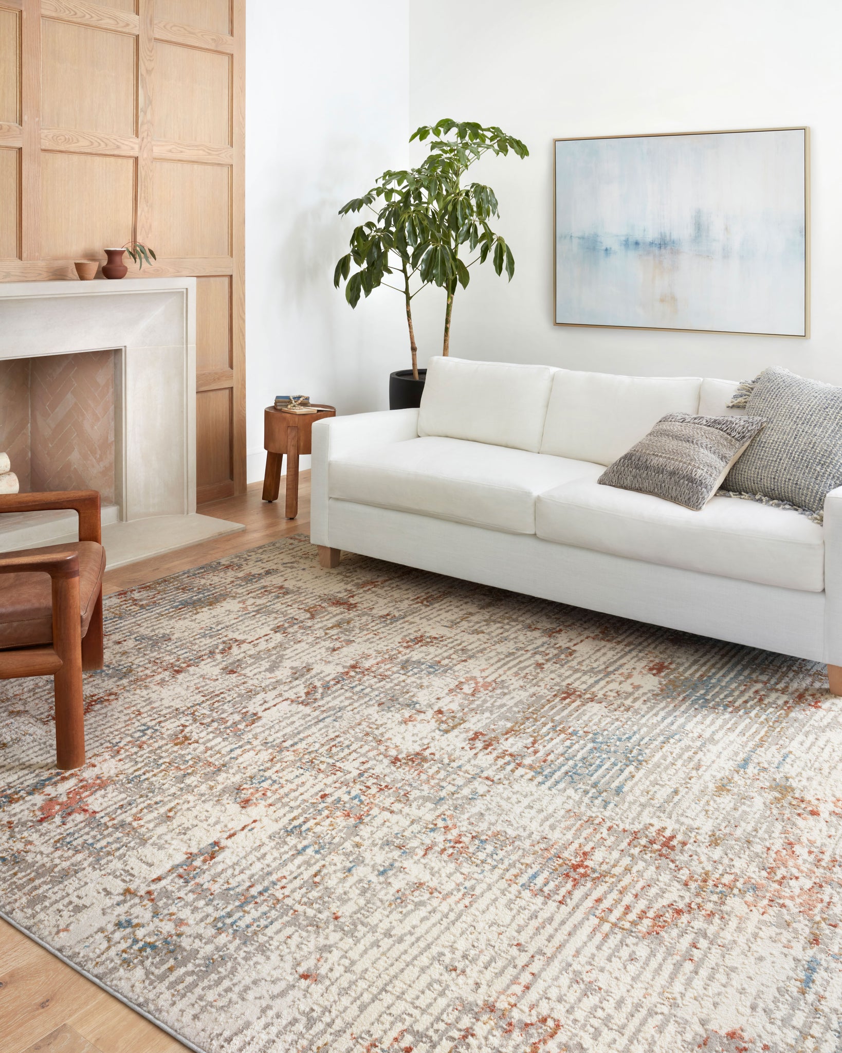 angle view of Estelle Ivory / Multi luxury Rug