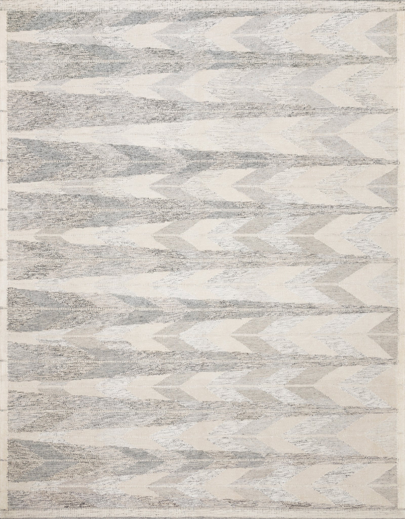 front view of Evelina Pewter / Silver luxury Rug