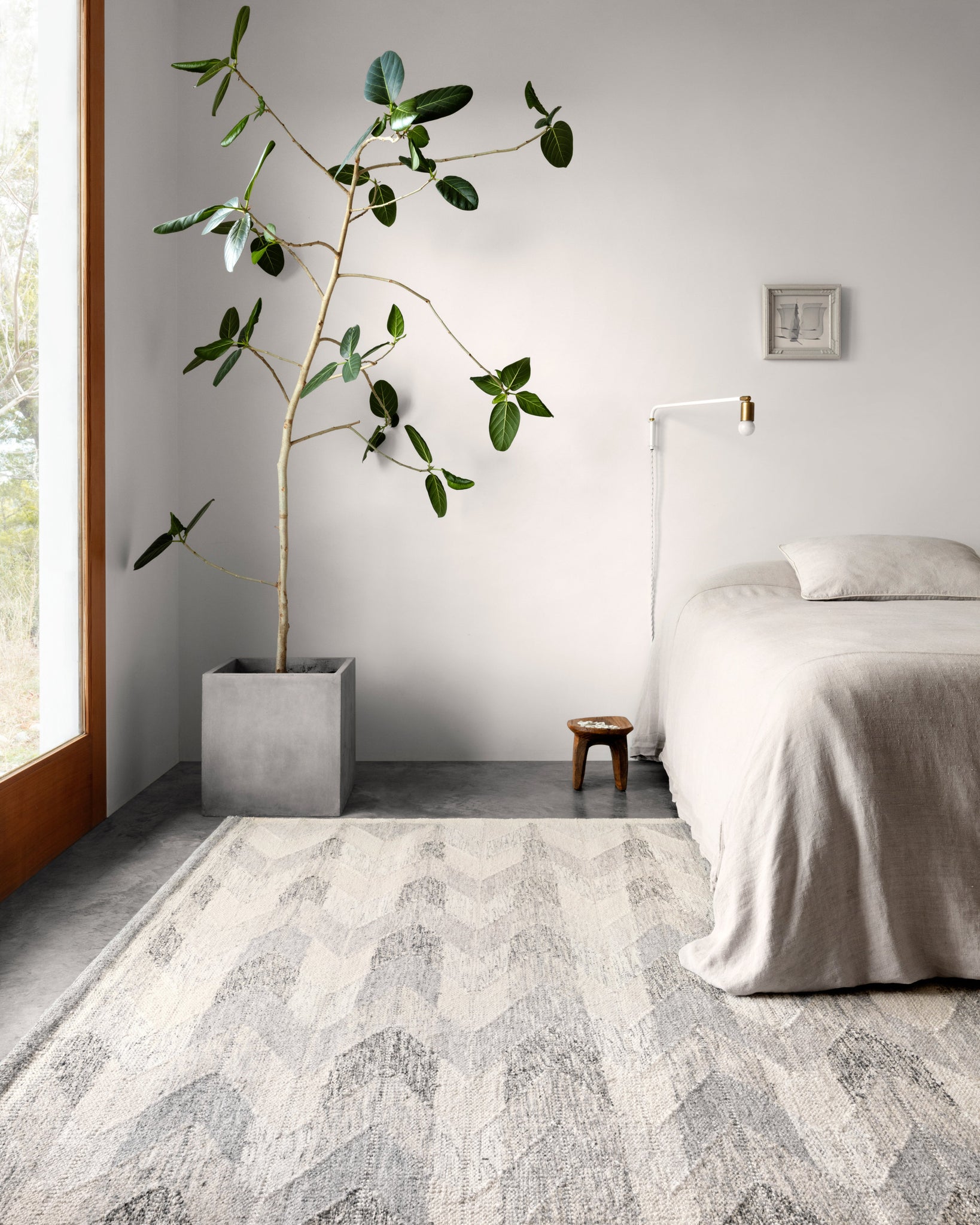 angle view of Evelina Pewter / Silver luxury Rug