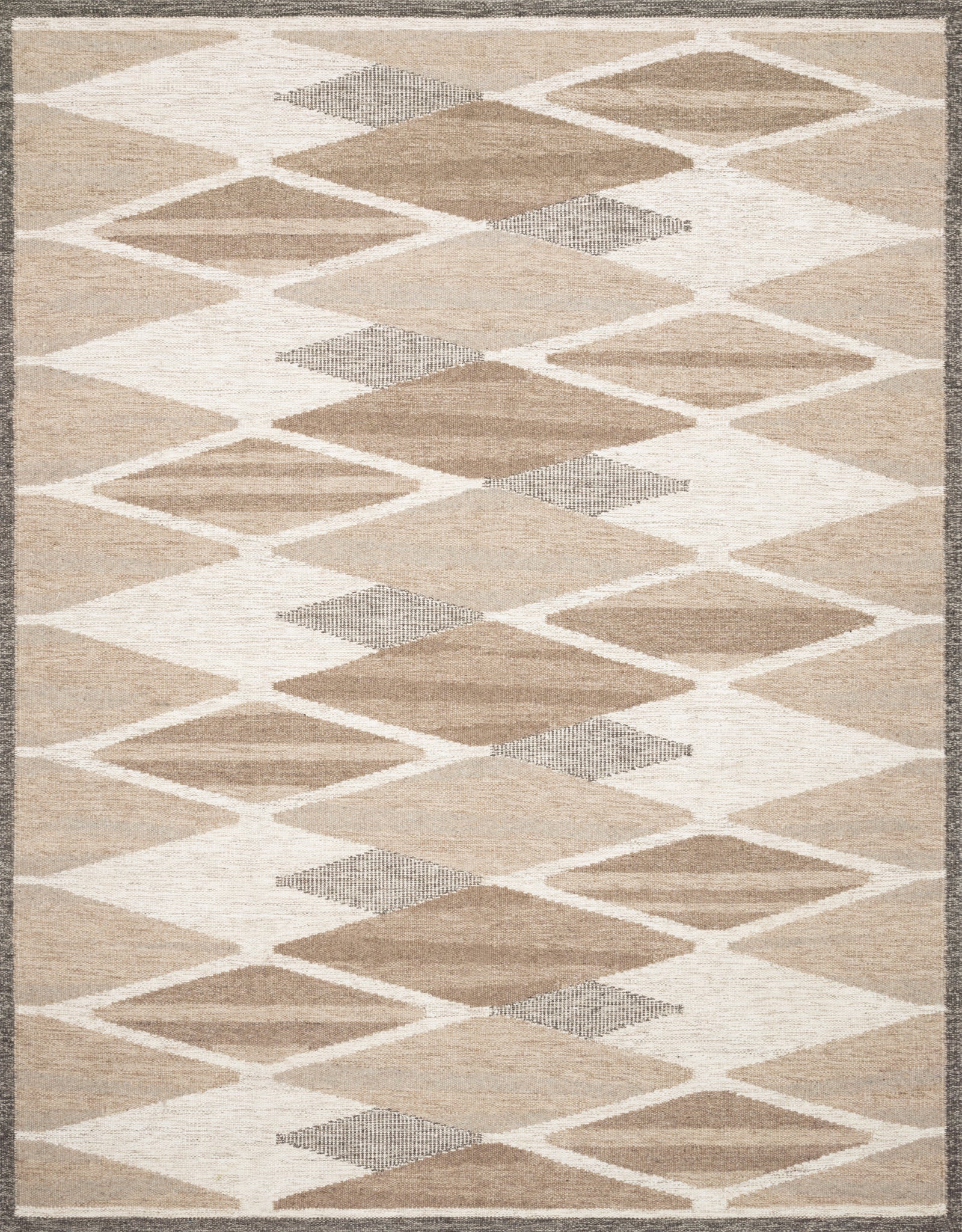 front view of Evelina Taupe / Bark luxury Rug