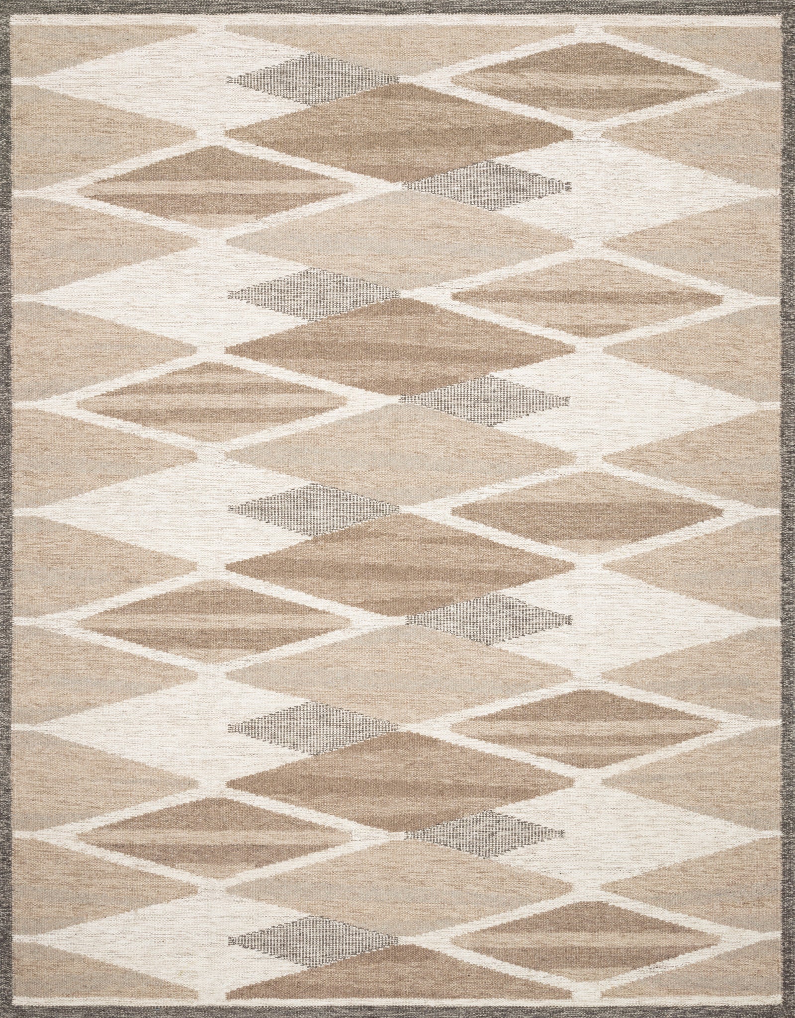 front view of Evelina Taupe / Bark luxury Rug