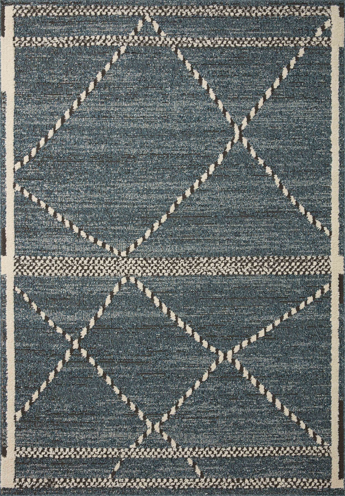 front view of Fabian Denim / Charcoal luxury Rug