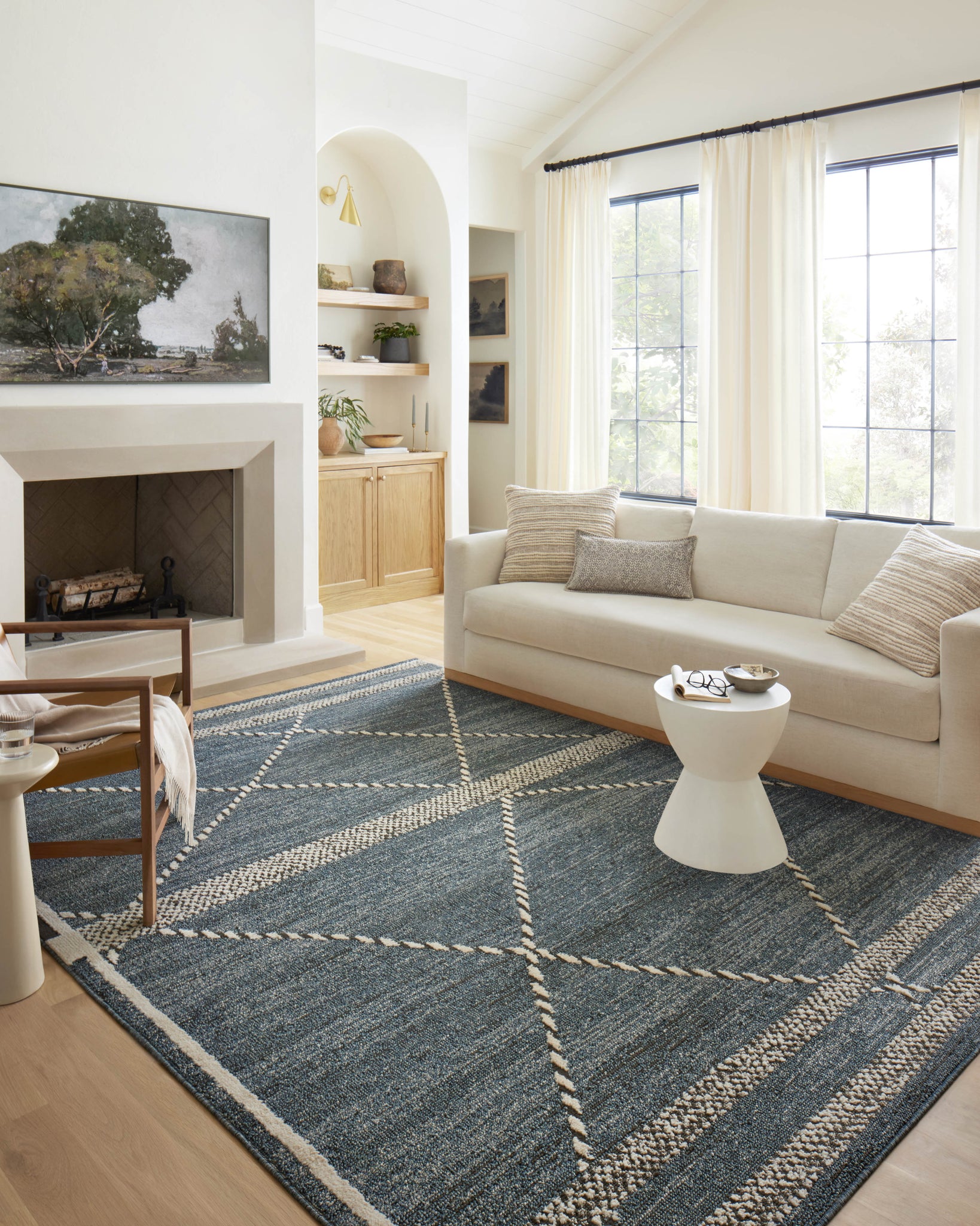 angle view of Fabian Denim / Charcoal luxury Rug
