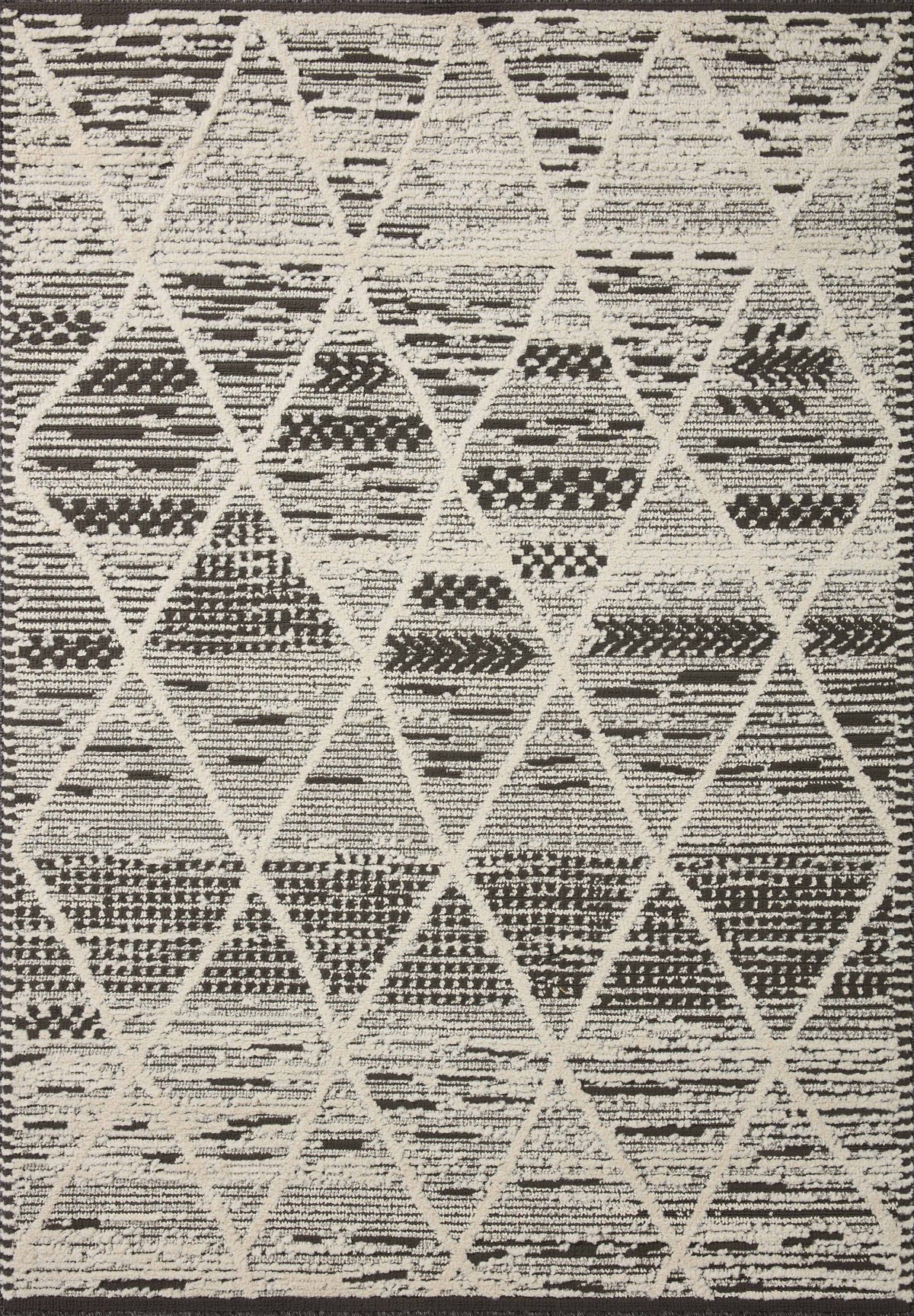 front view of Fabian Charcoal / Ivory luxury Rug