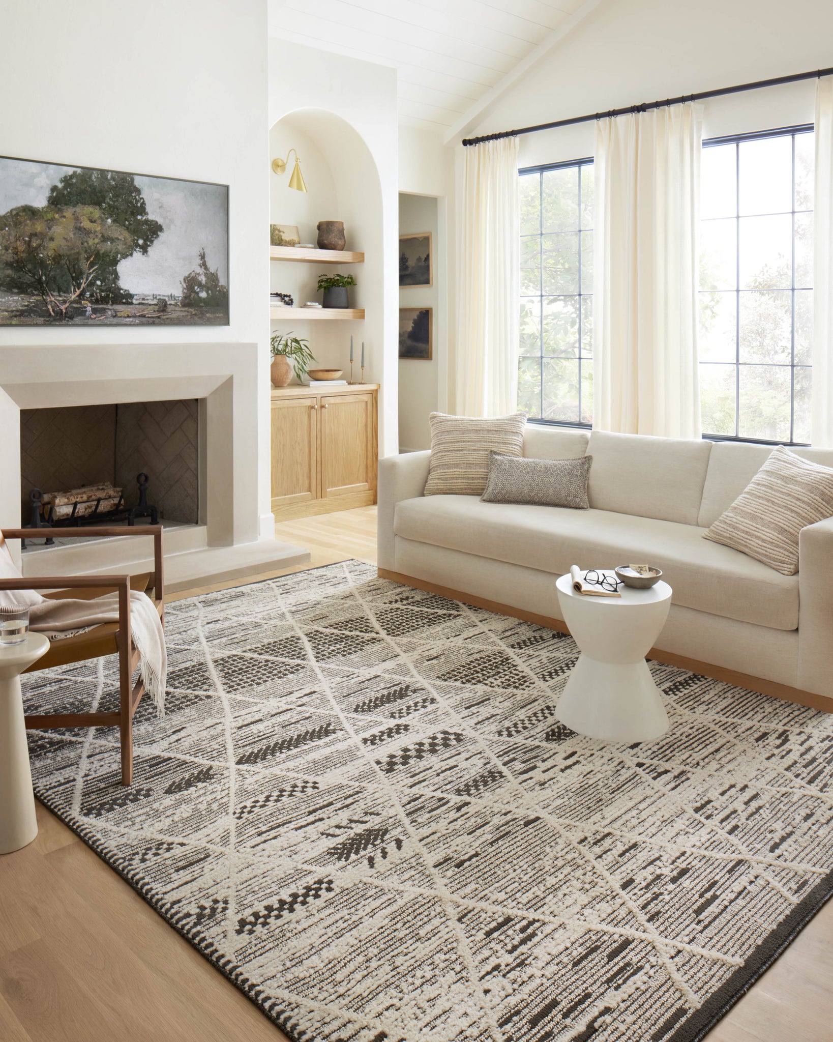 angle view of Fabian Charcoal / Ivory luxury Rug