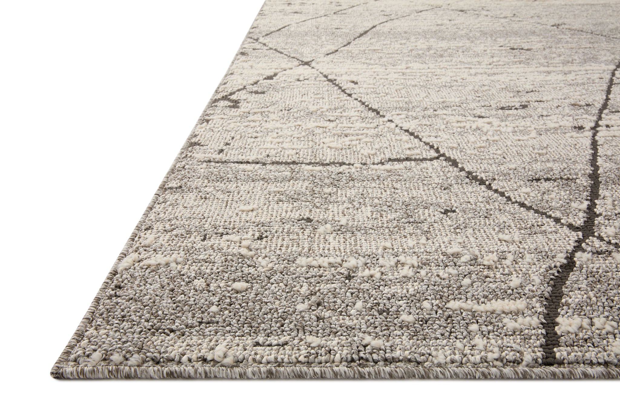 side view of Fabian Grey / Charcoal luxury Rug