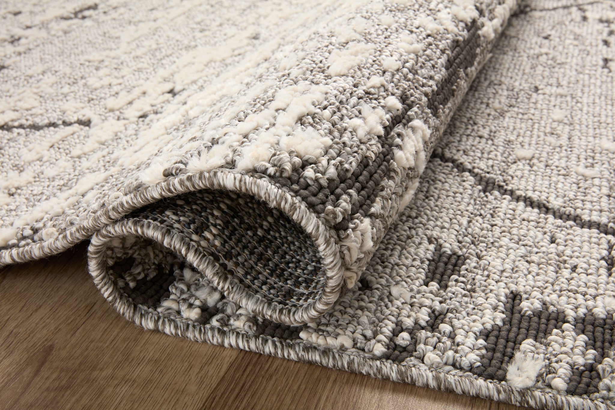 detail view of Fabian Grey / Charcoal luxury Rug