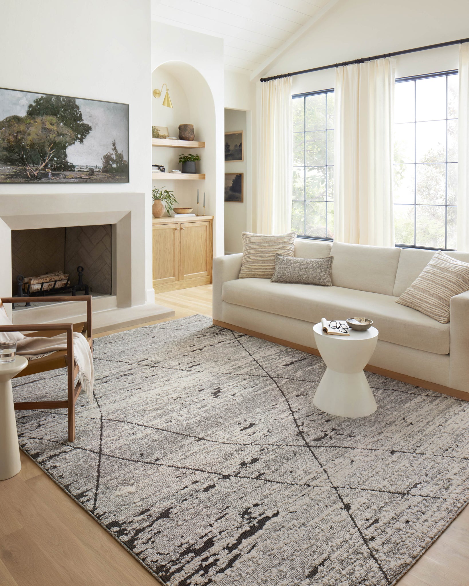 angle view of Fabian Grey / Charcoal luxury Rug