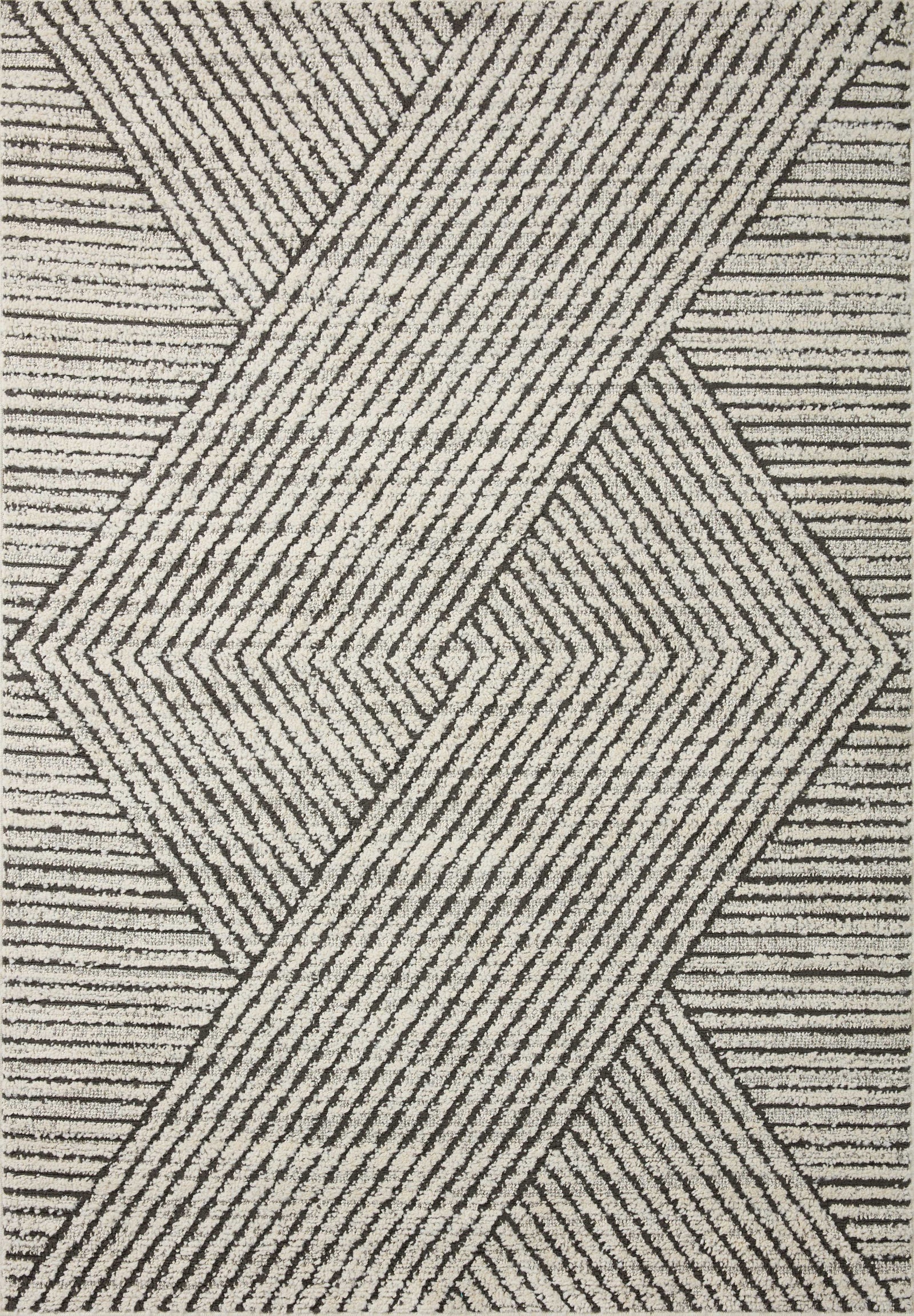 front view of Fabian Charcoal / Ivory luxury Rug