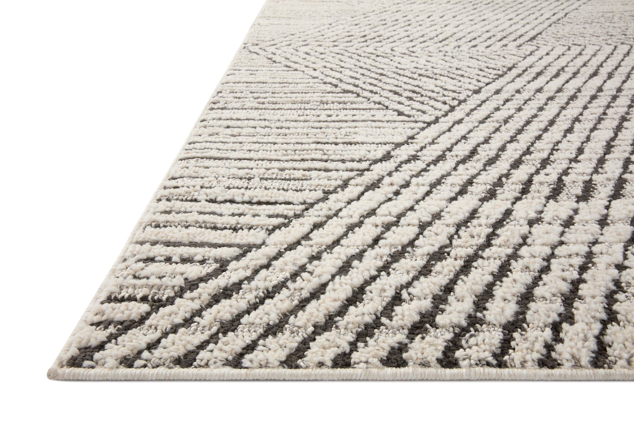 side view of Fabian Charcoal / Ivory luxury Rug