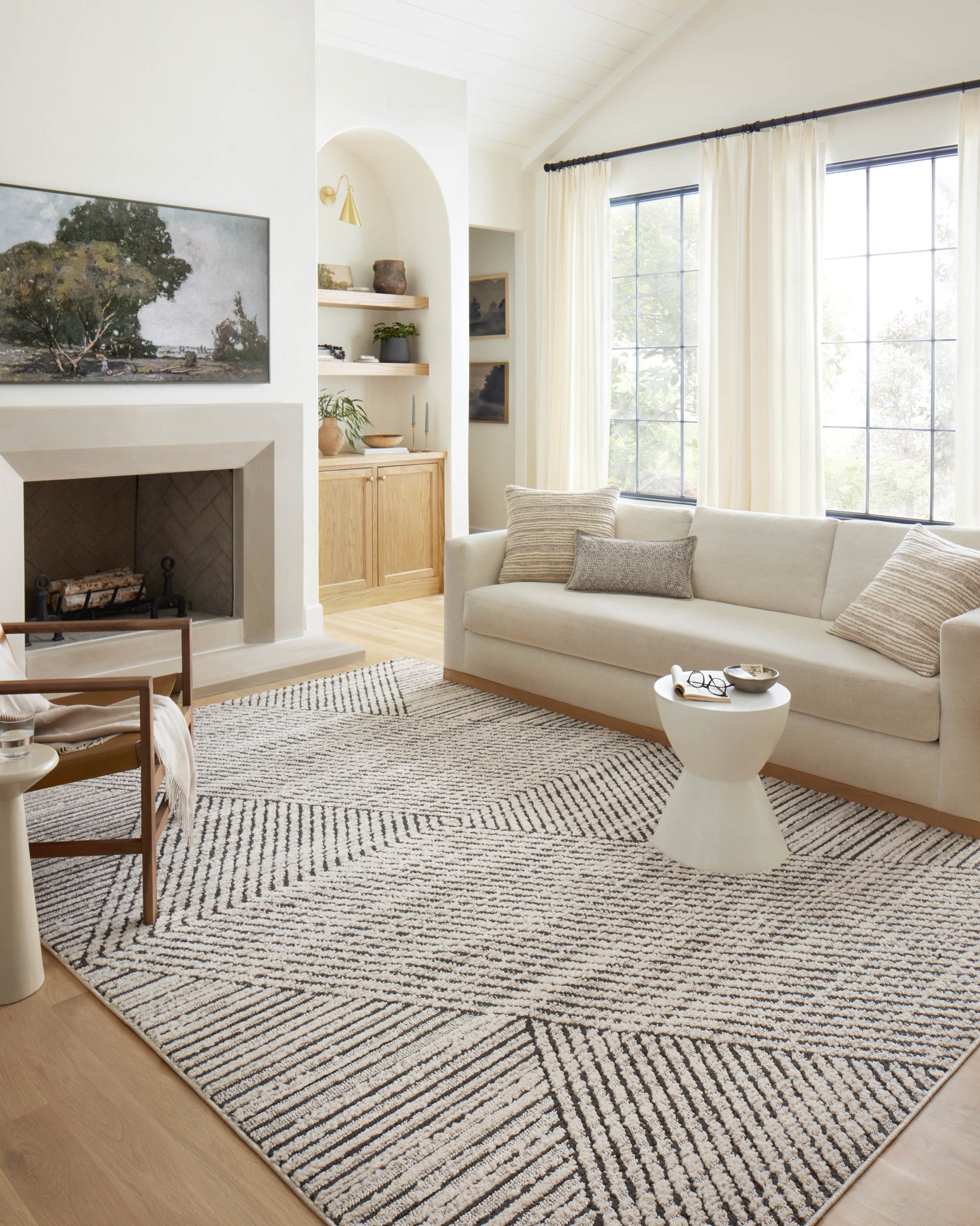 angle view of Fabian Charcoal / Ivory luxury Rug