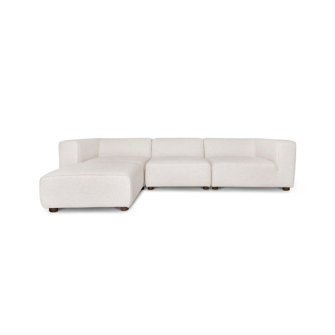 Cream sectional sofa on a white background
