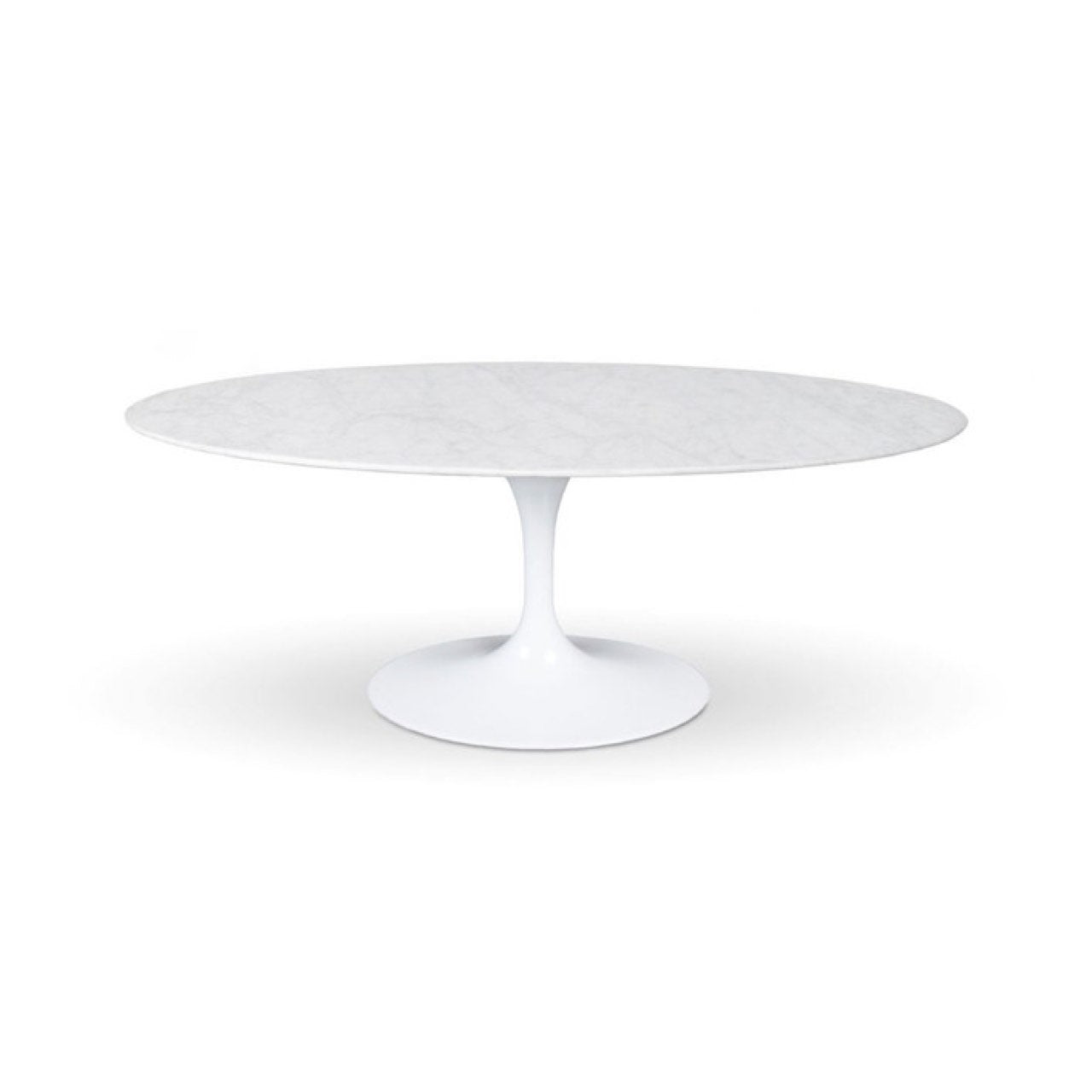 White round table with a pedestal base on a white background
