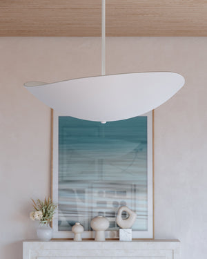 Fabius Pendant 36" shown from a second angle to highlight the shade shape and metal detail.