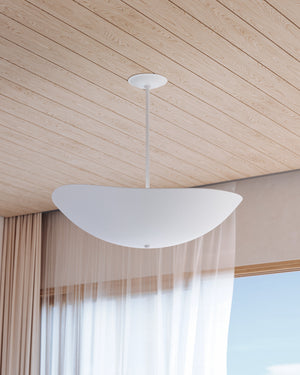 Close-up of the Fabius Pendant 36" showing the shade shape and metal detail.