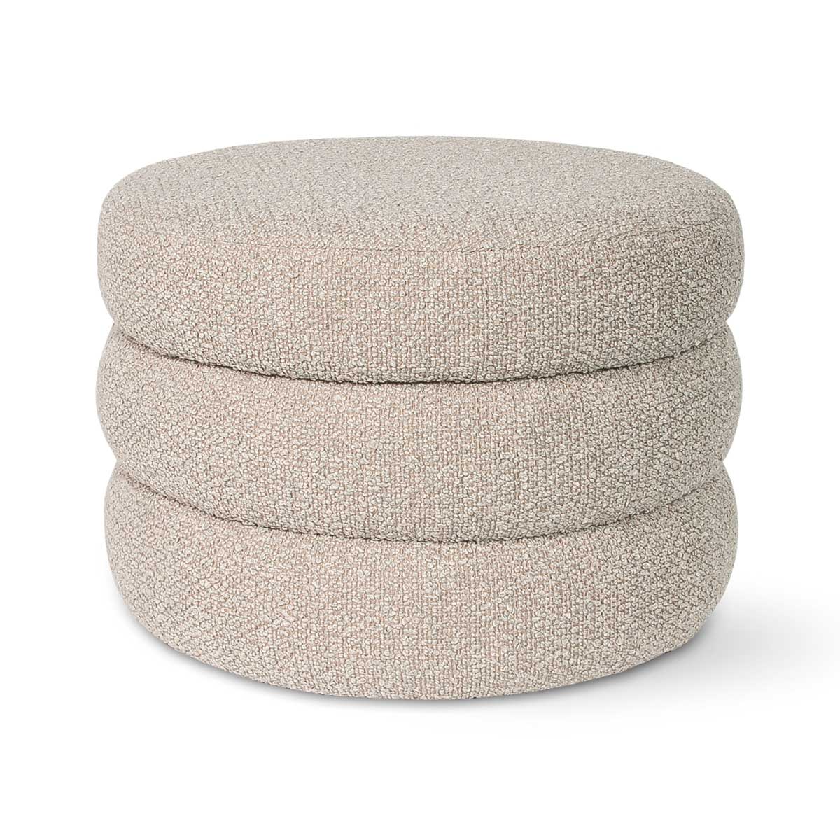 Beige textured ottoman on a white background