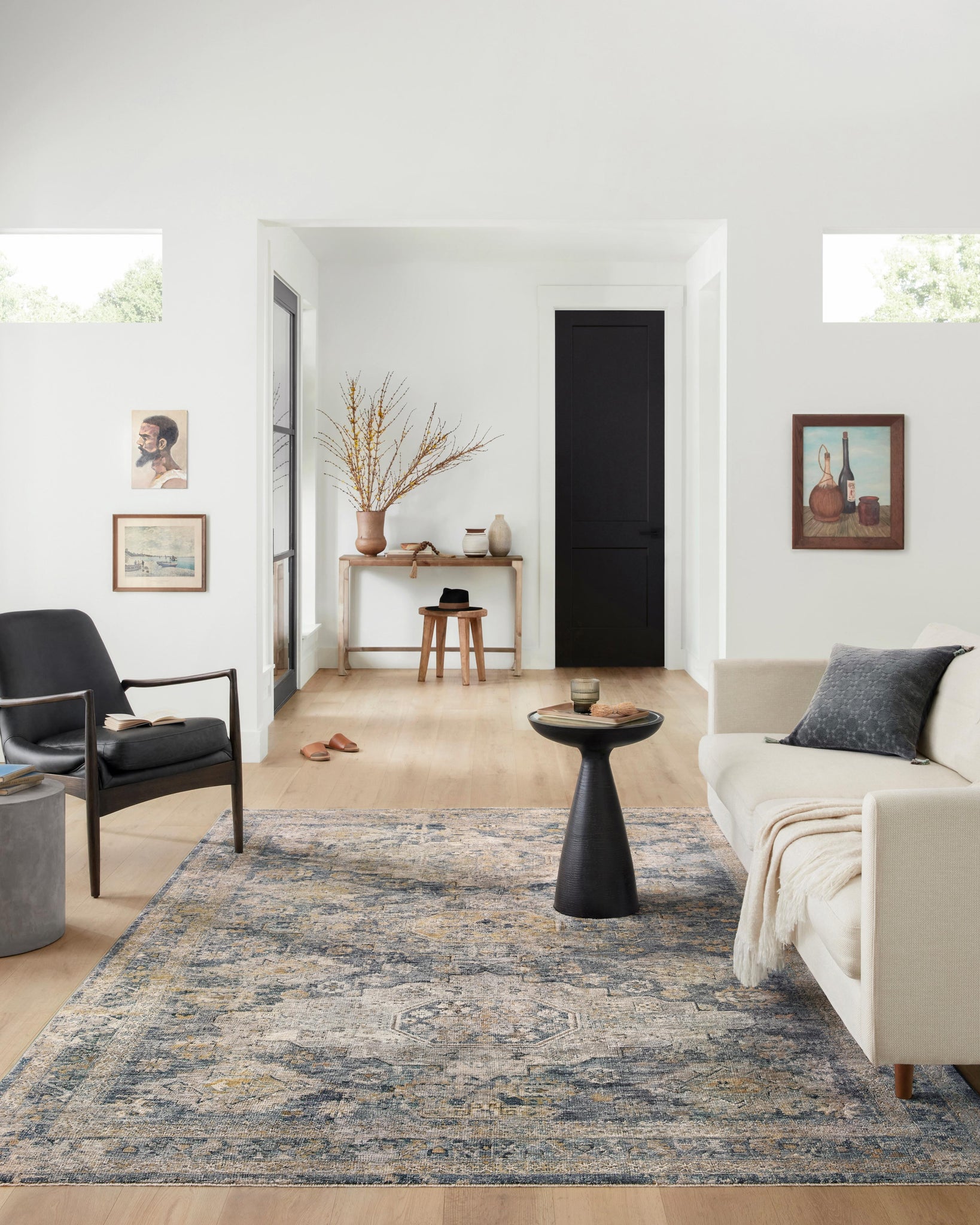 angle view of Gaia Denim / Taupe luxury Rug
