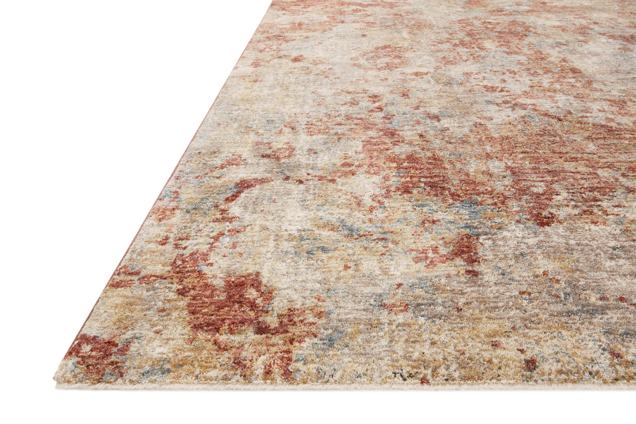 angle view of Gaia Taupe / Brick luxury Rug