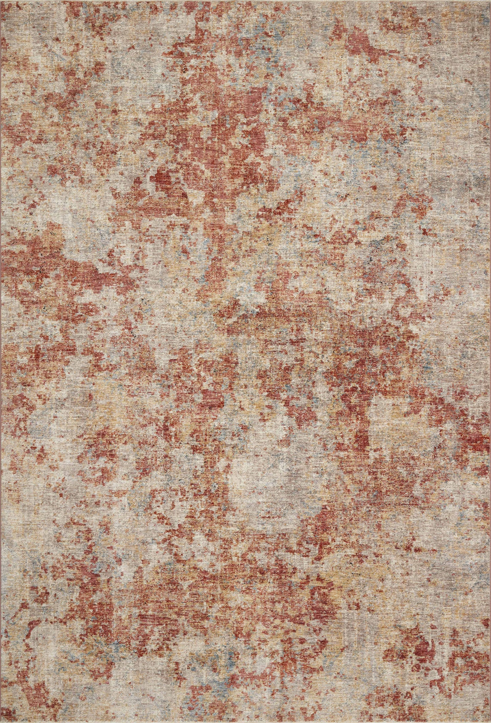 front view of Gaia Taupe / Brick luxury Rug