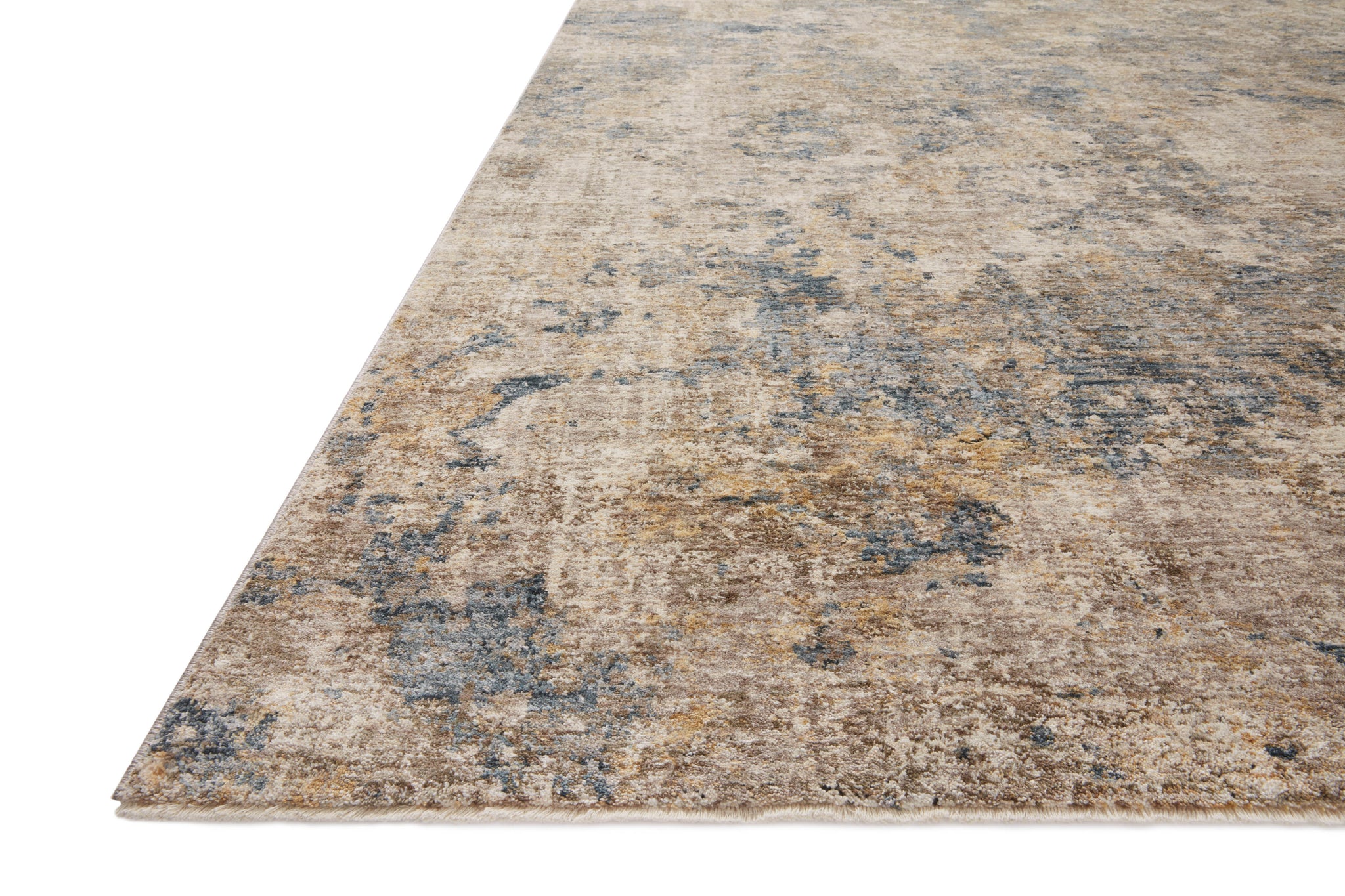 angle view of Gaia Taupe / Denim luxury Rug