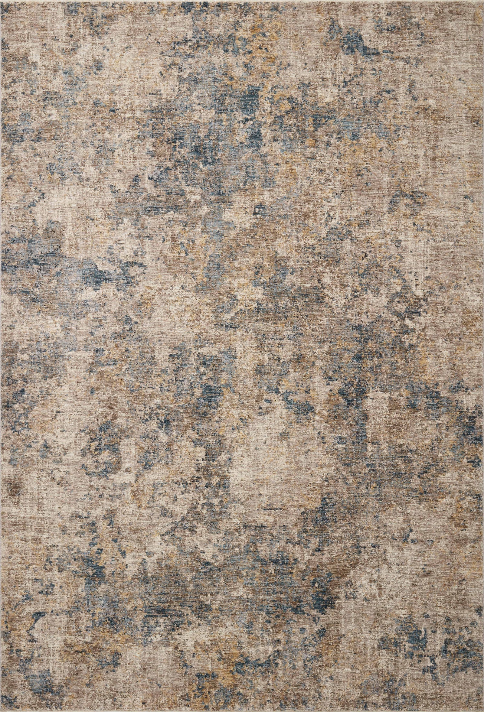 front view of Gaia Taupe / Denim luxury Rug