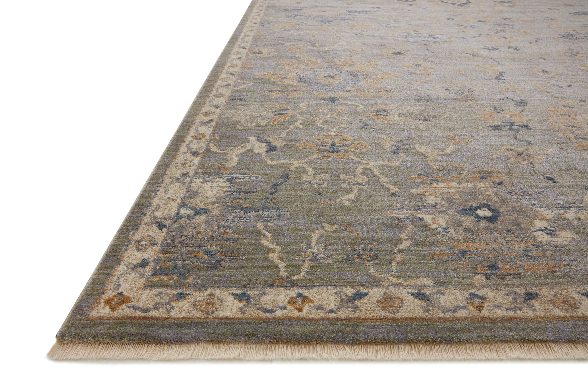 angle view of Giada Sage / Gold luxury Rug