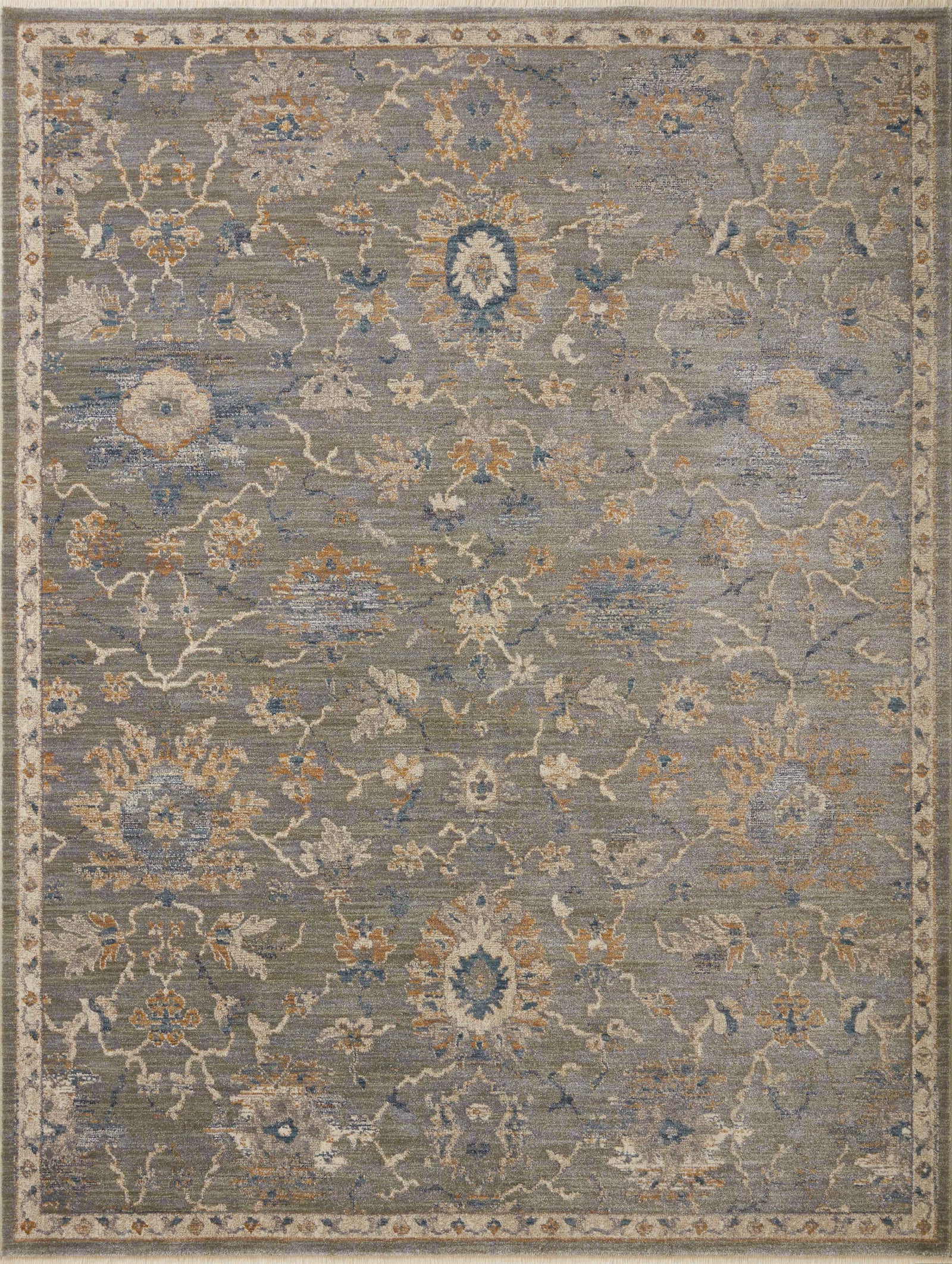 front view of Giada Sage / Gold luxury Rug