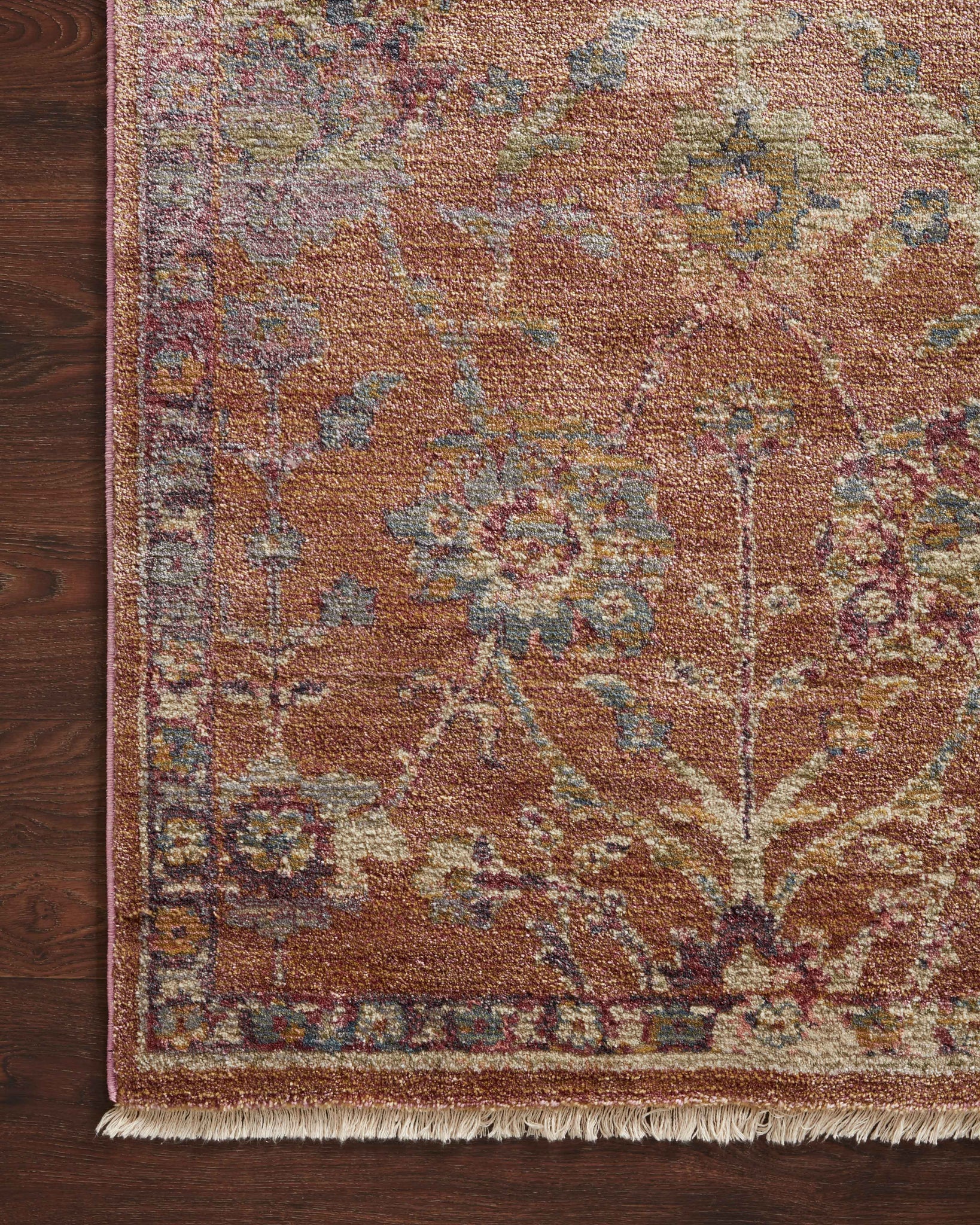 side view of Giada Terracotta / Multi luxury Rug