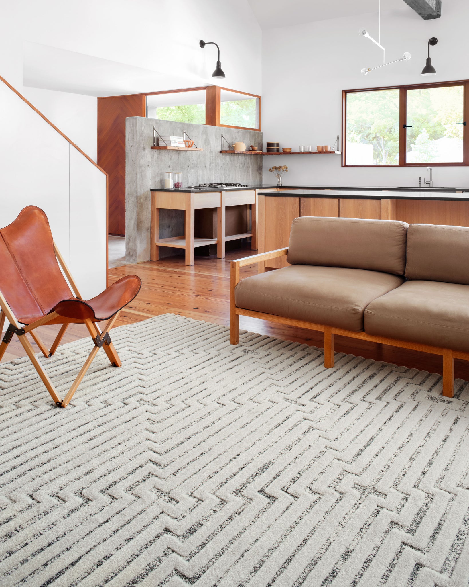 angle view of Hagen White / Sky luxury Rug