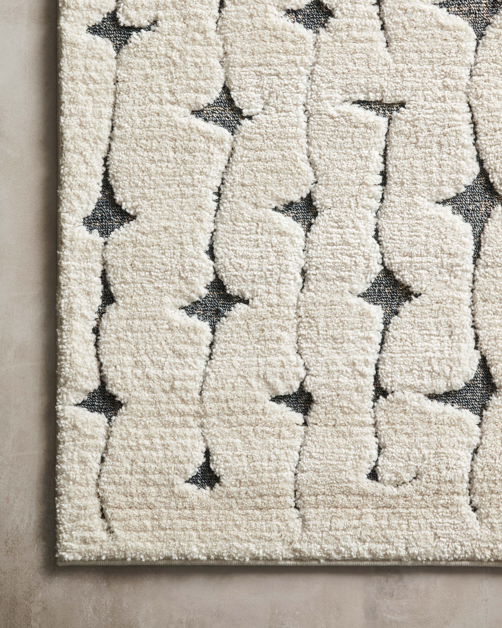 detail view of Hagen White / Navy luxury Rug