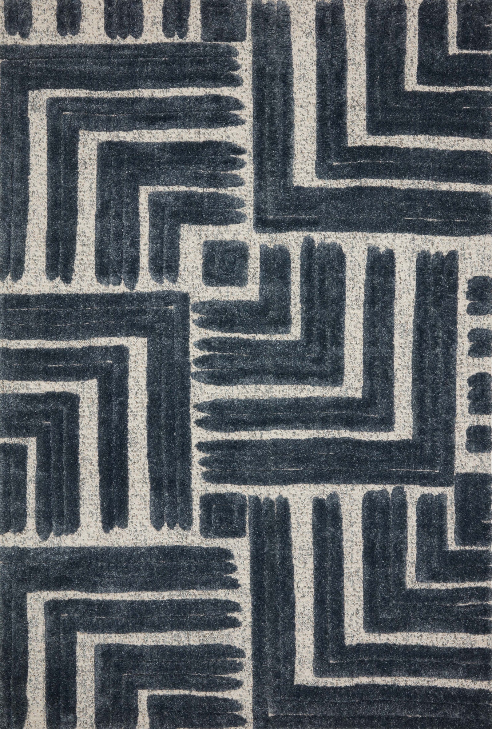 front view of Hagen Blue / White luxury Rug