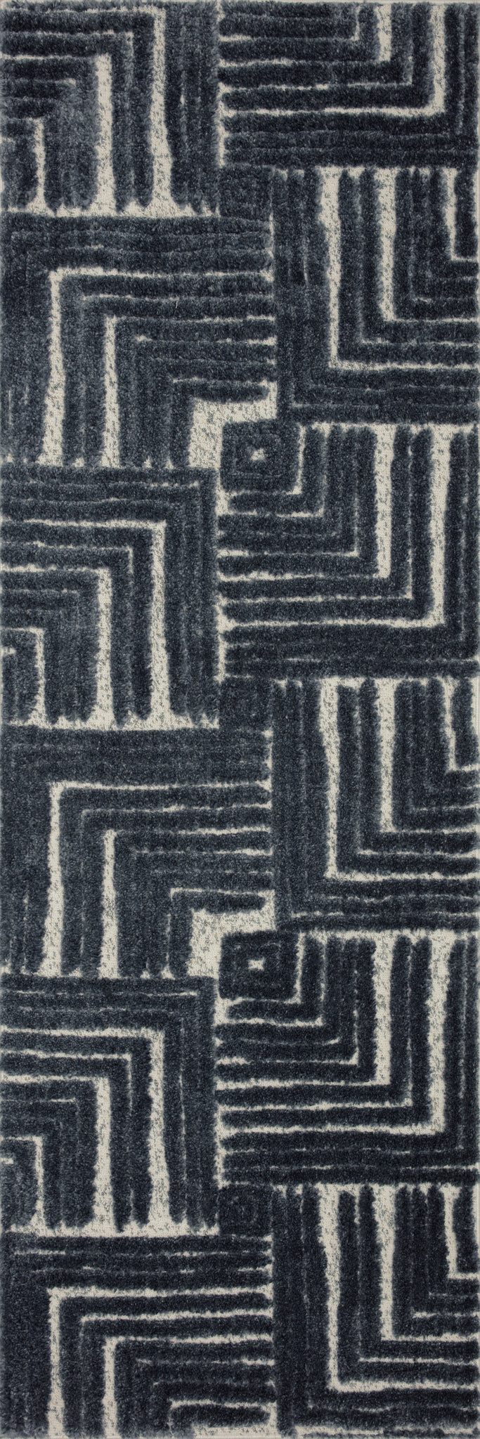 detail view of Hagen Blue / White luxury Rug