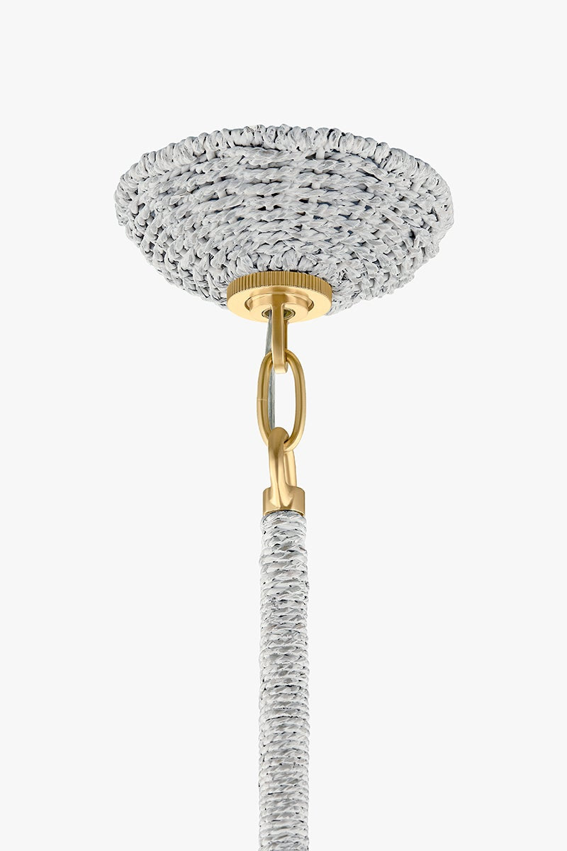 Hampstead Pendant 20" in aged brass — a Hudson Valley pendant for kitchens, entries, and dining rooms at Laurie Yapp Home.