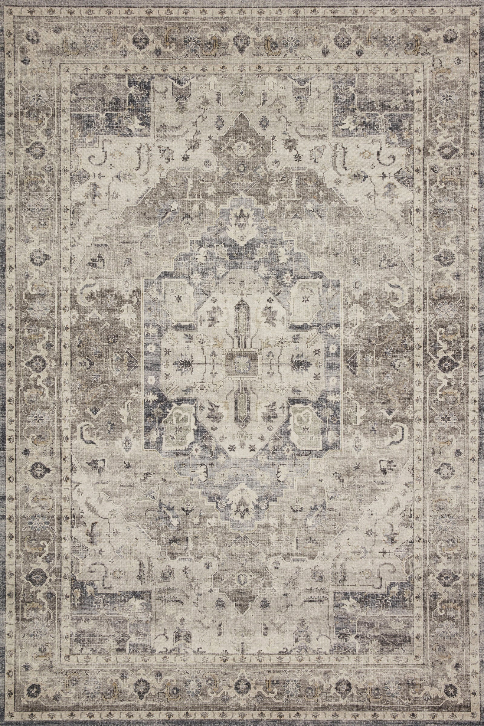 front view of Hathaway Steel / Ivory luxury Rug