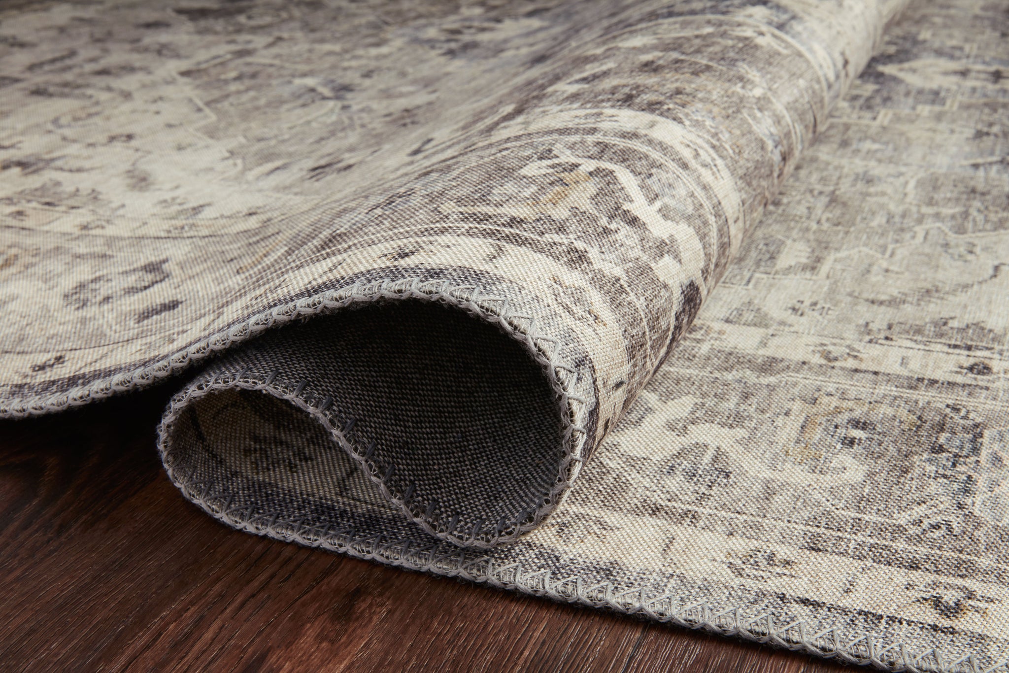 lifestyle view of Hathaway Steel / Ivory luxury Rug
