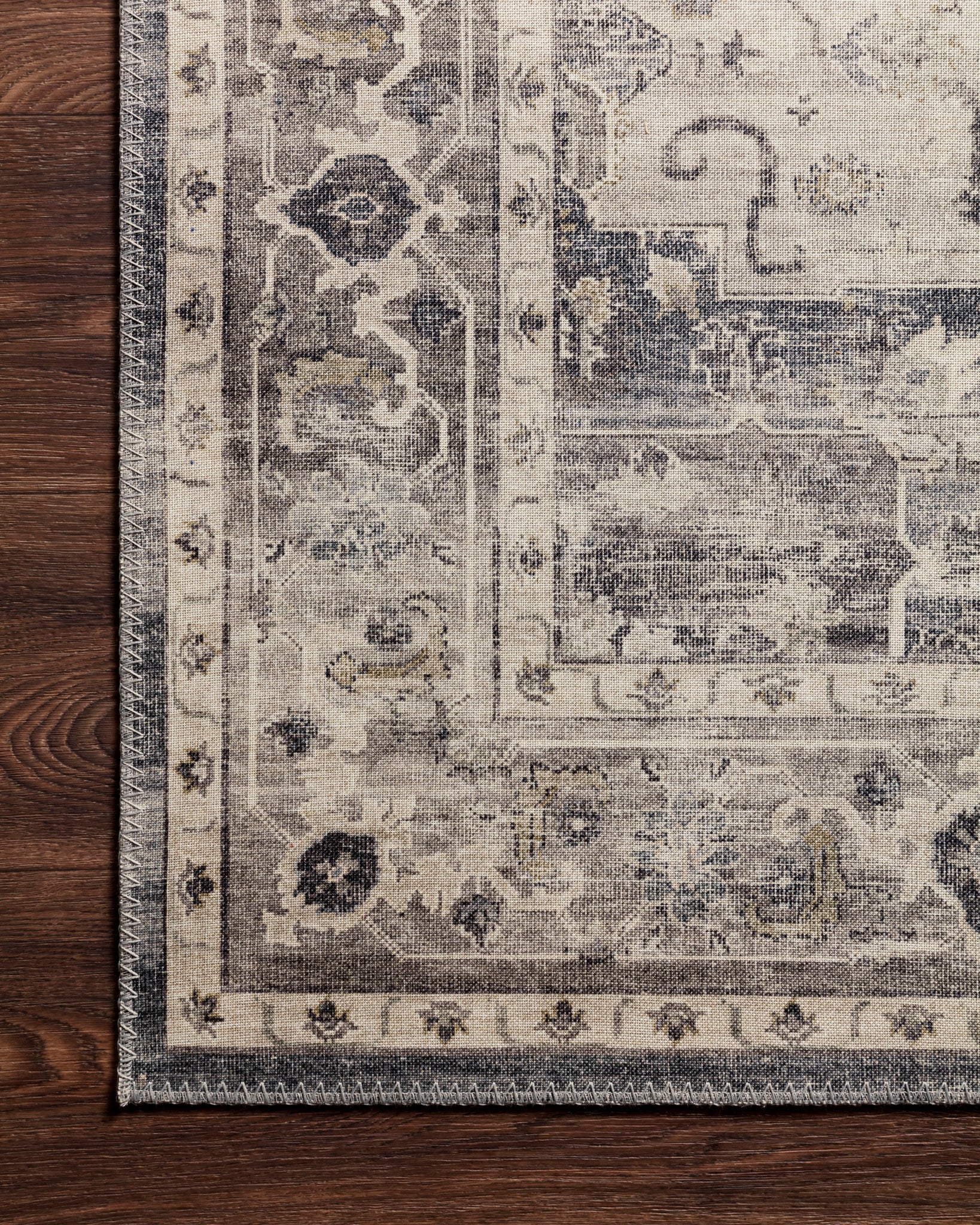 lifestyle view of Hathaway Steel / Ivory luxury Rug