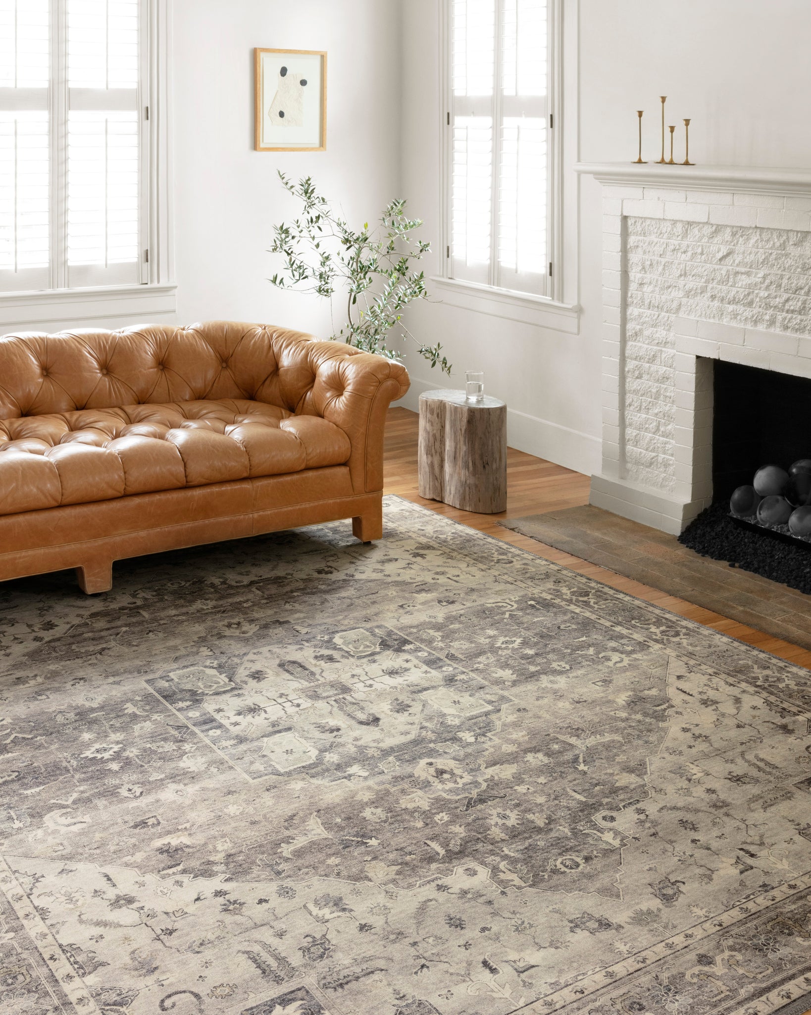 angle view of Hathaway Steel / Ivory luxury Rug