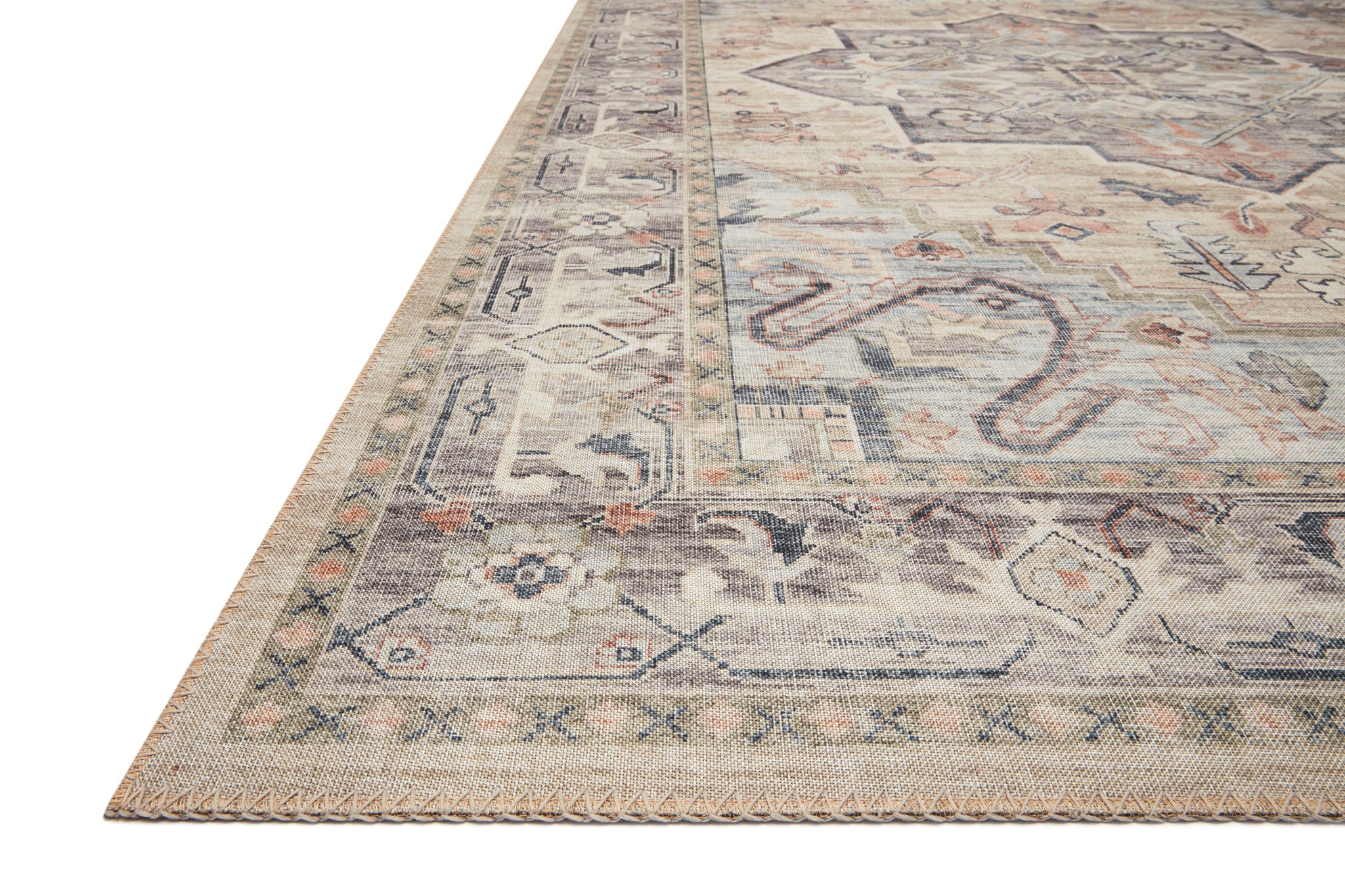 side view of Hathaway Multi / Ivory luxury Rug