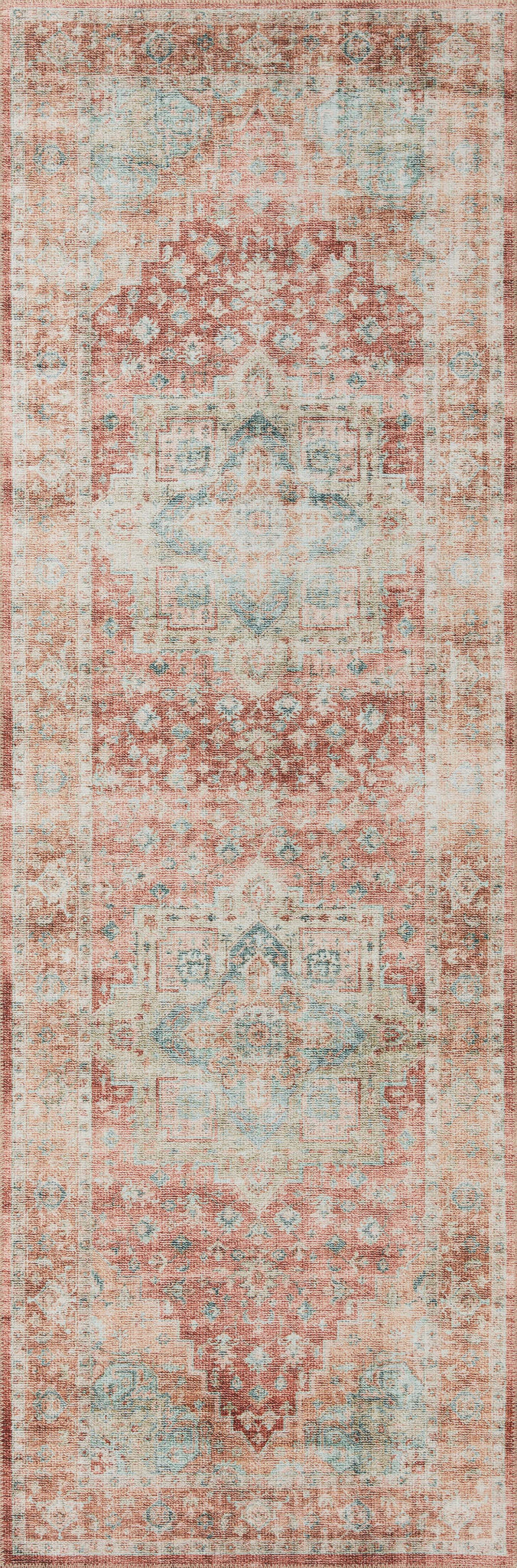 detail view of Heidi Terracotta / Aqua luxury Rug