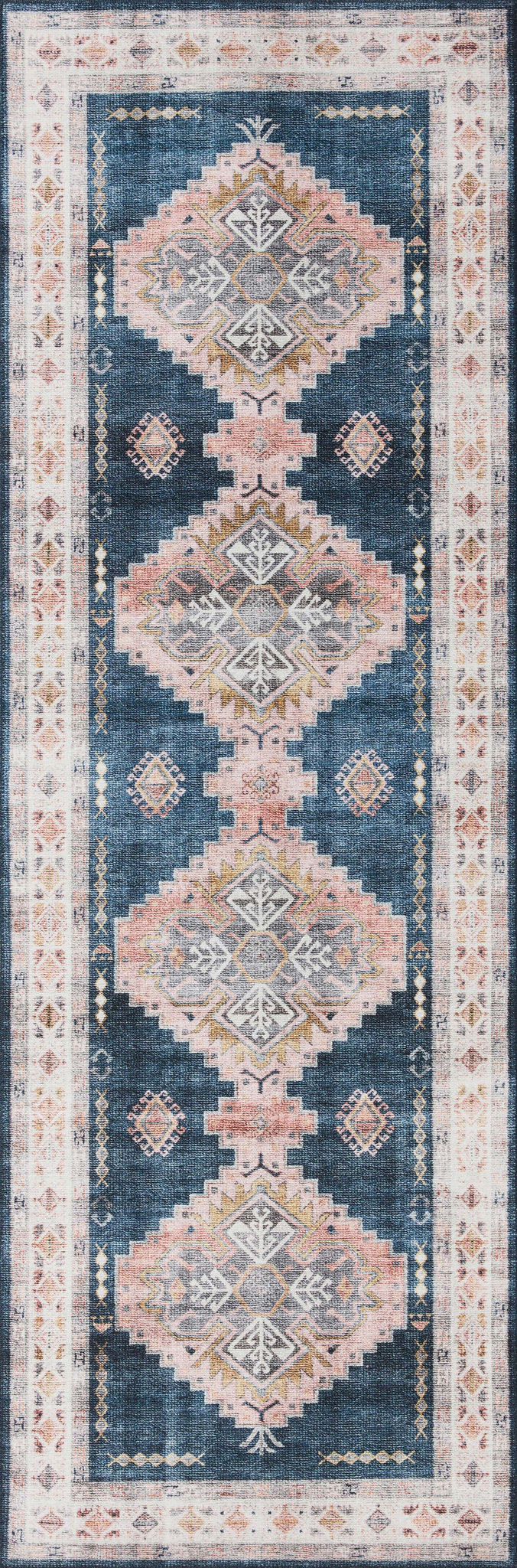 side view of Heidi Denim / Blush luxury Rug