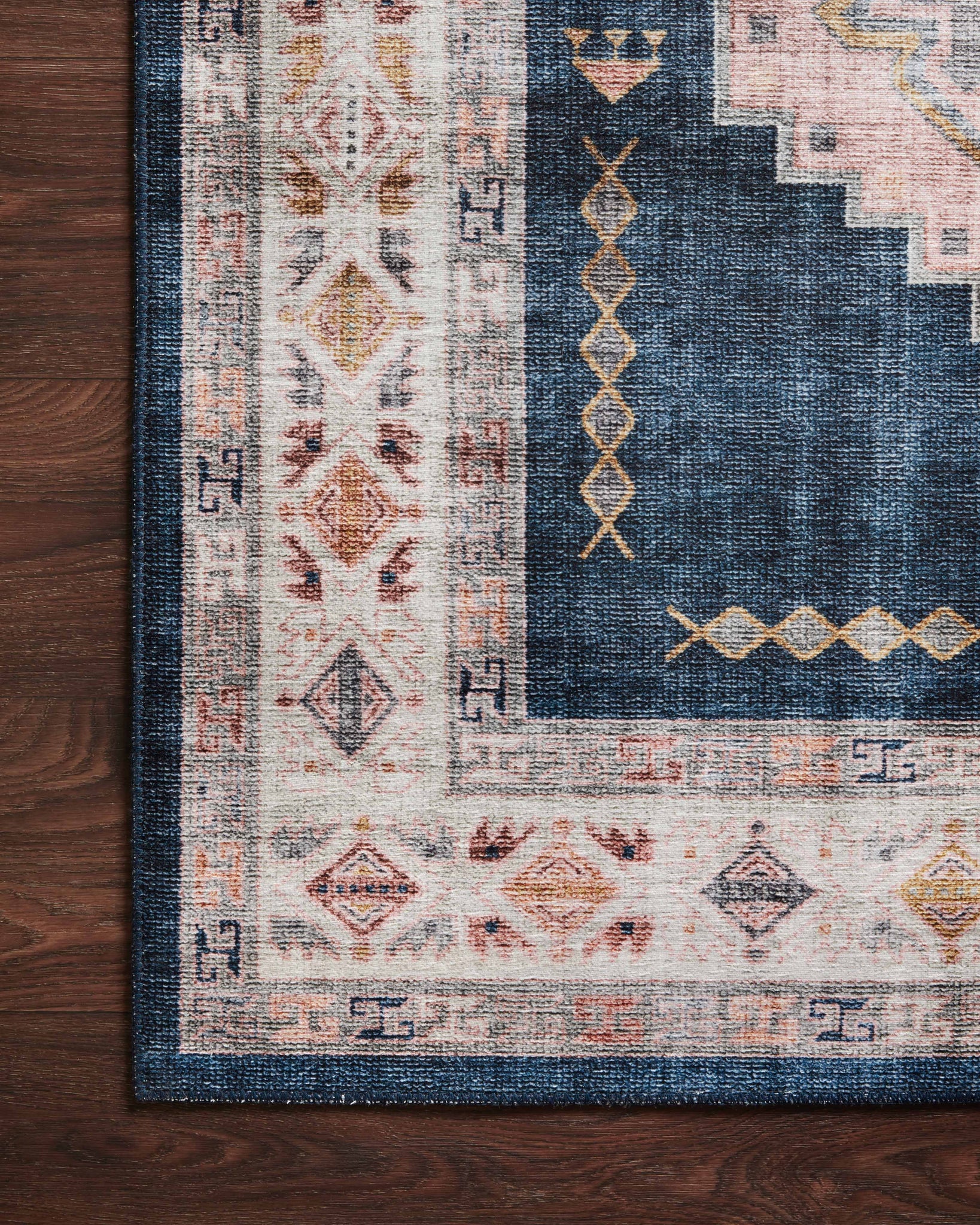 lifestyle view of Heidi Denim / Blush luxury Rug