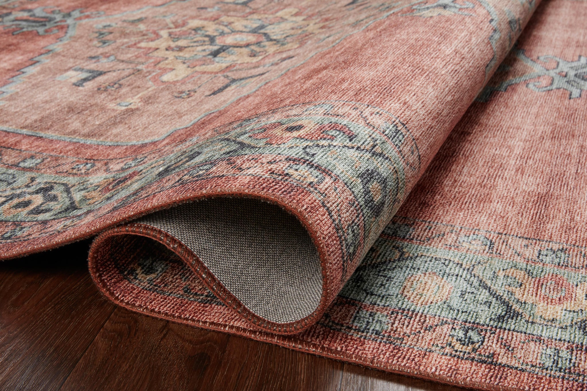 lifestyle view of Heidi Spice / Aqua luxury Rug