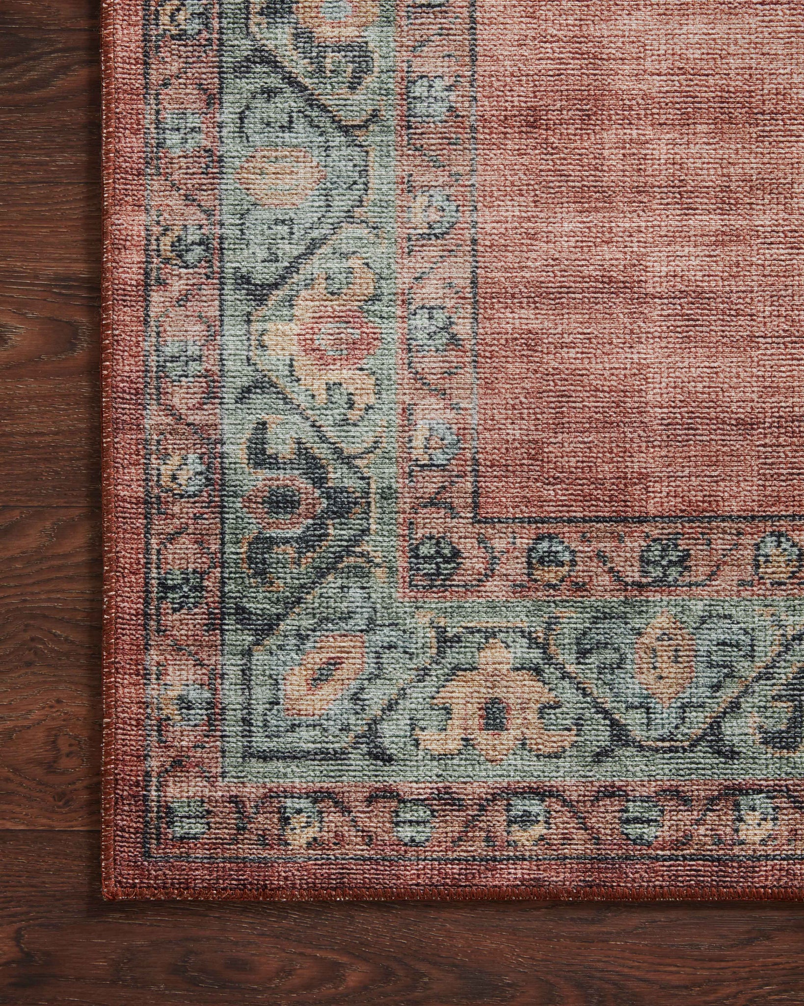 lifestyle view of Heidi Spice / Aqua luxury Rug