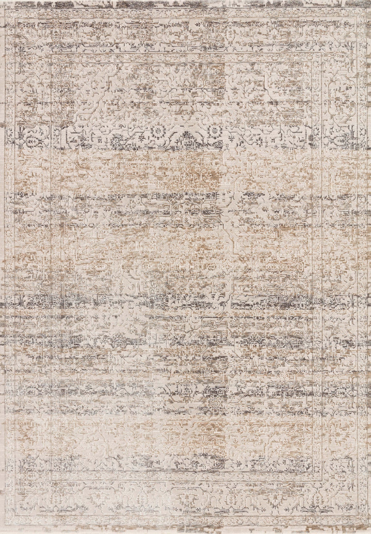 front view of Homage Beige / Grey luxury Rug