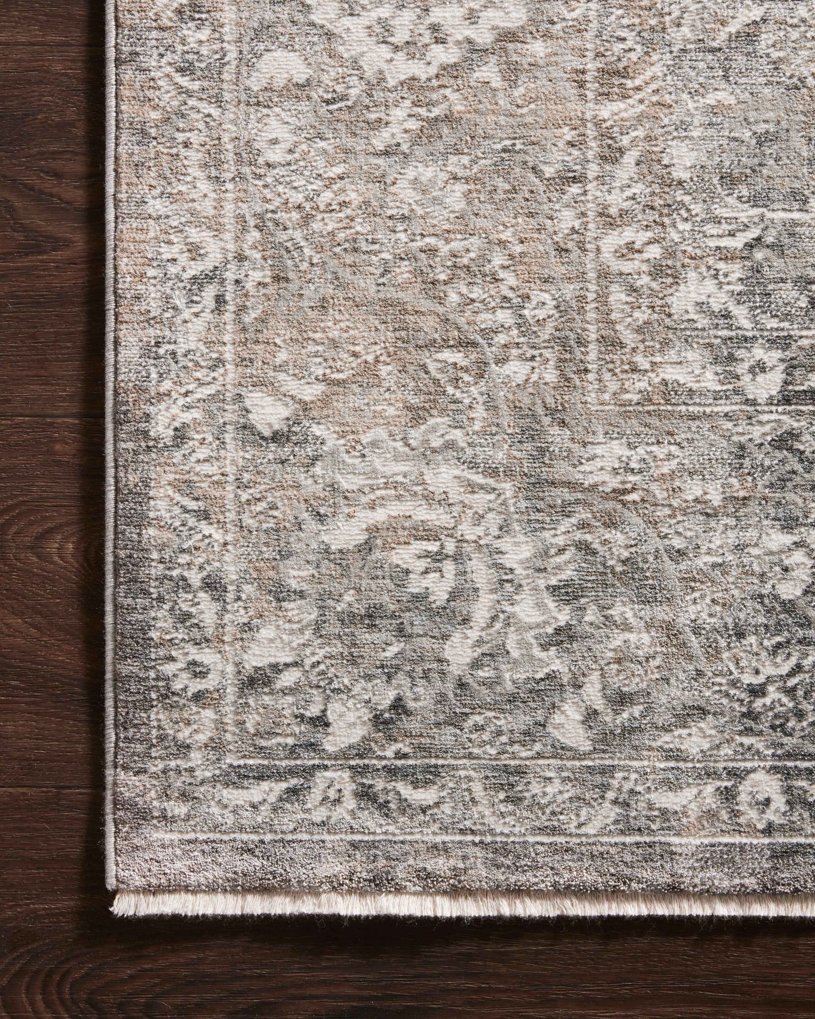 side view of Homage Stone / Ivory luxury Rug