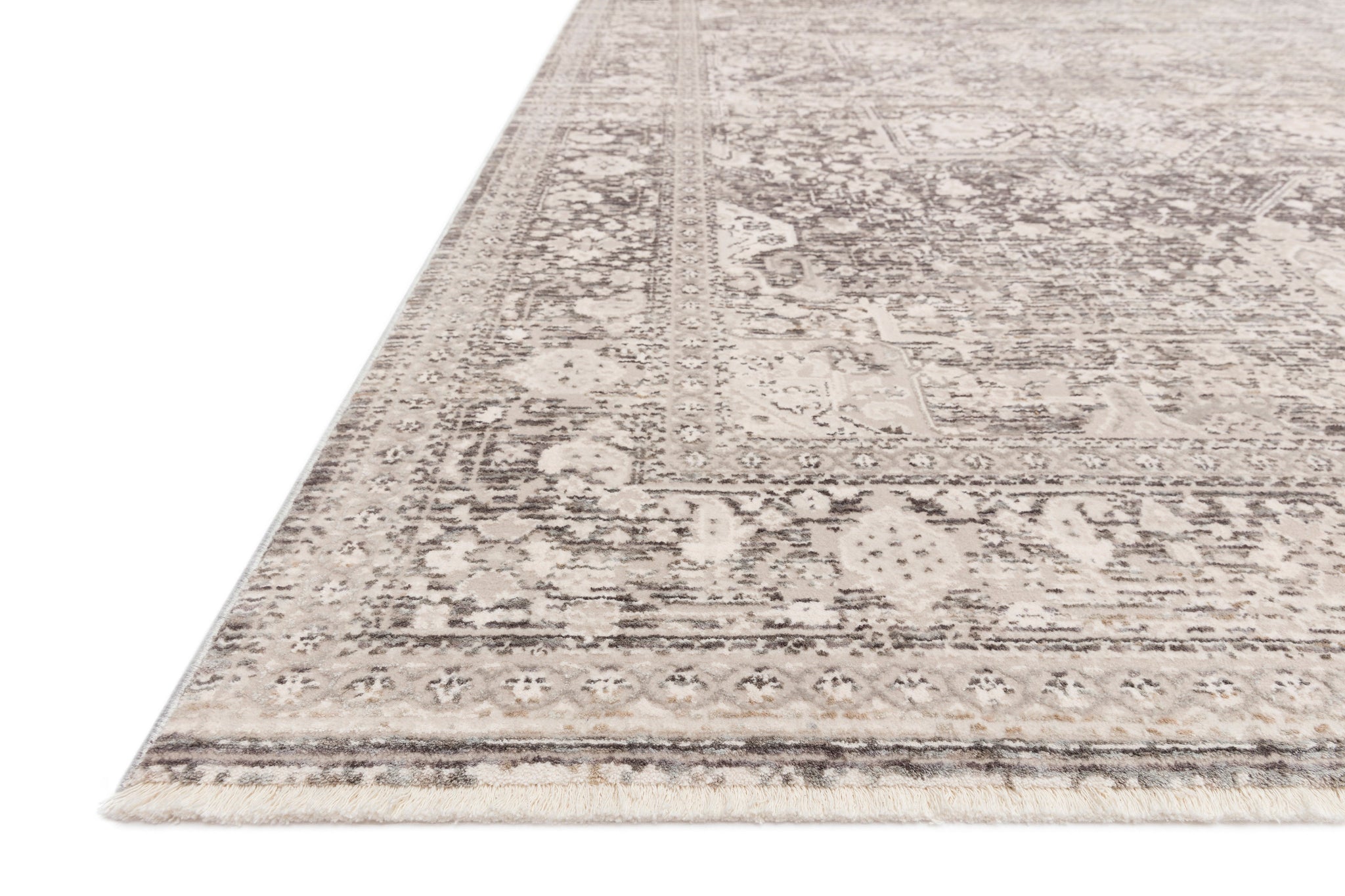 angle view of Homage Ivory / Grey luxury Rug