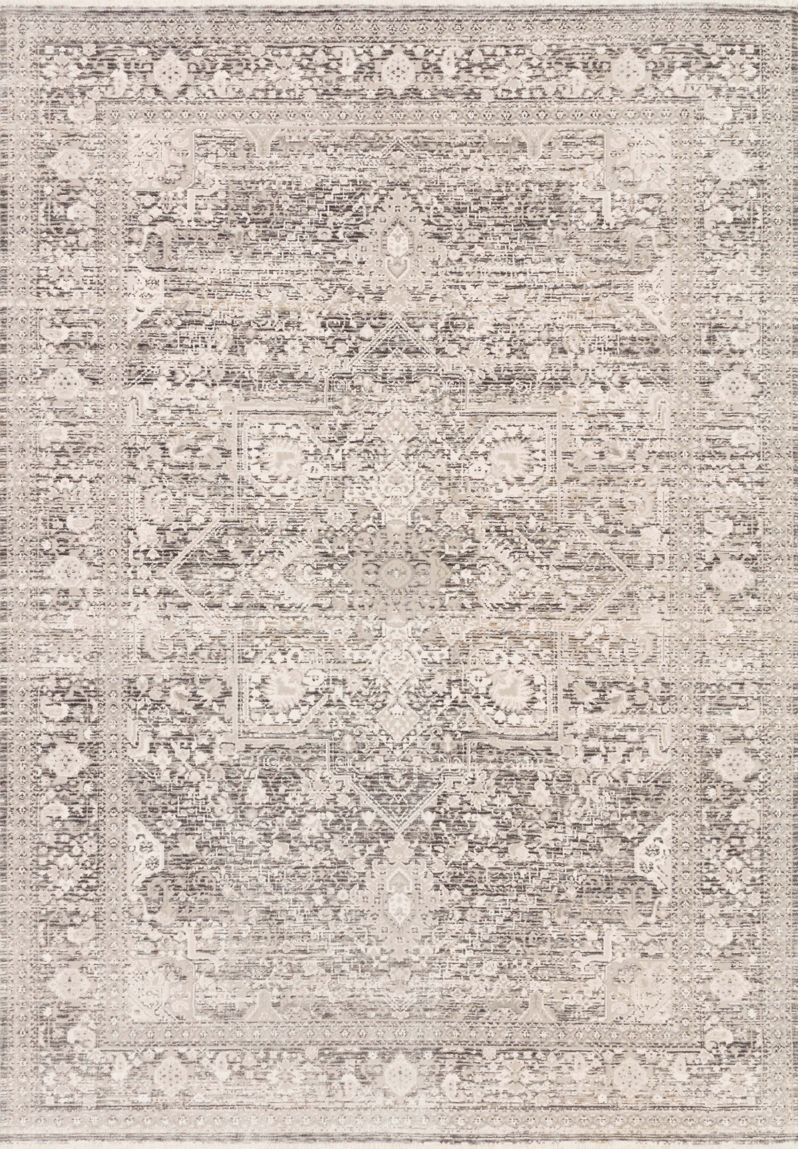 front view of Homage Ivory / Grey luxury Rug