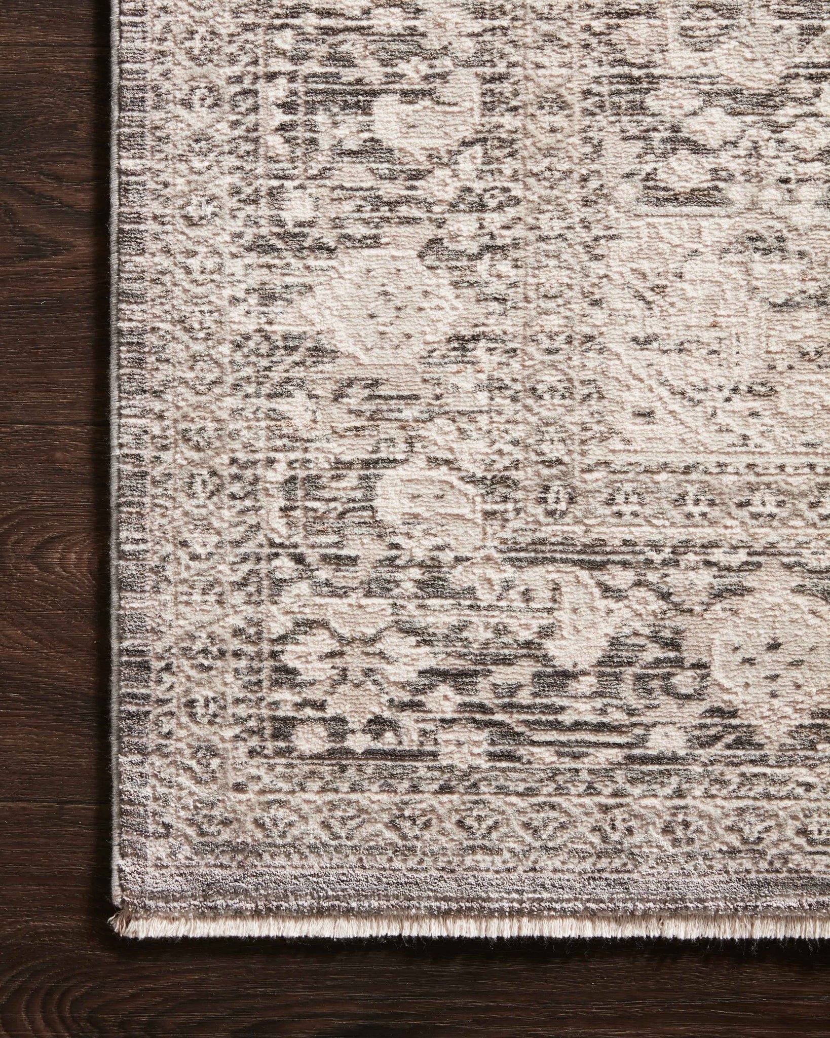 side view of Homage Ivory / Grey luxury Rug